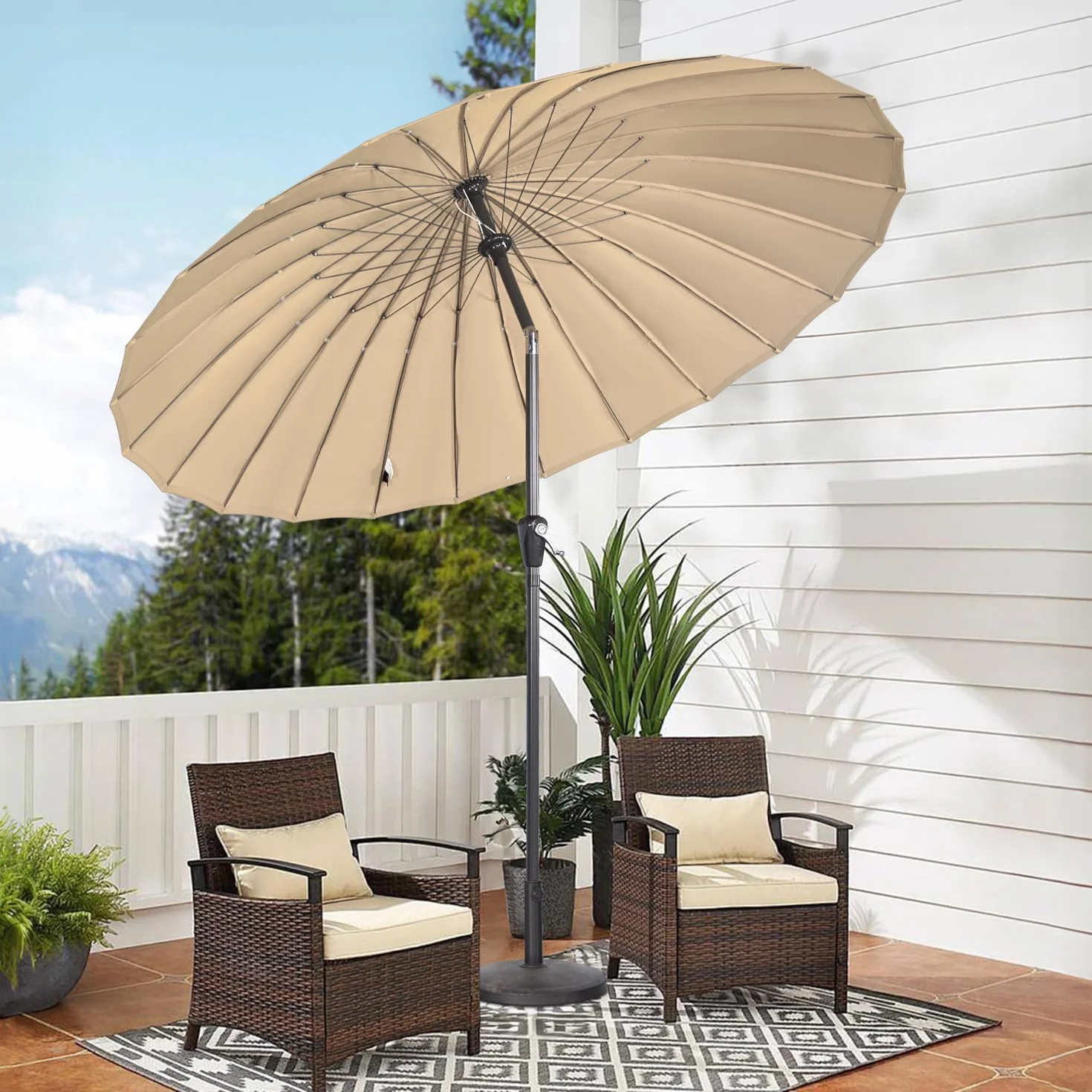 Angel Living 250 cm okrągły parasol ogrodowy aluminiowy z mechanizmem przechylania korby