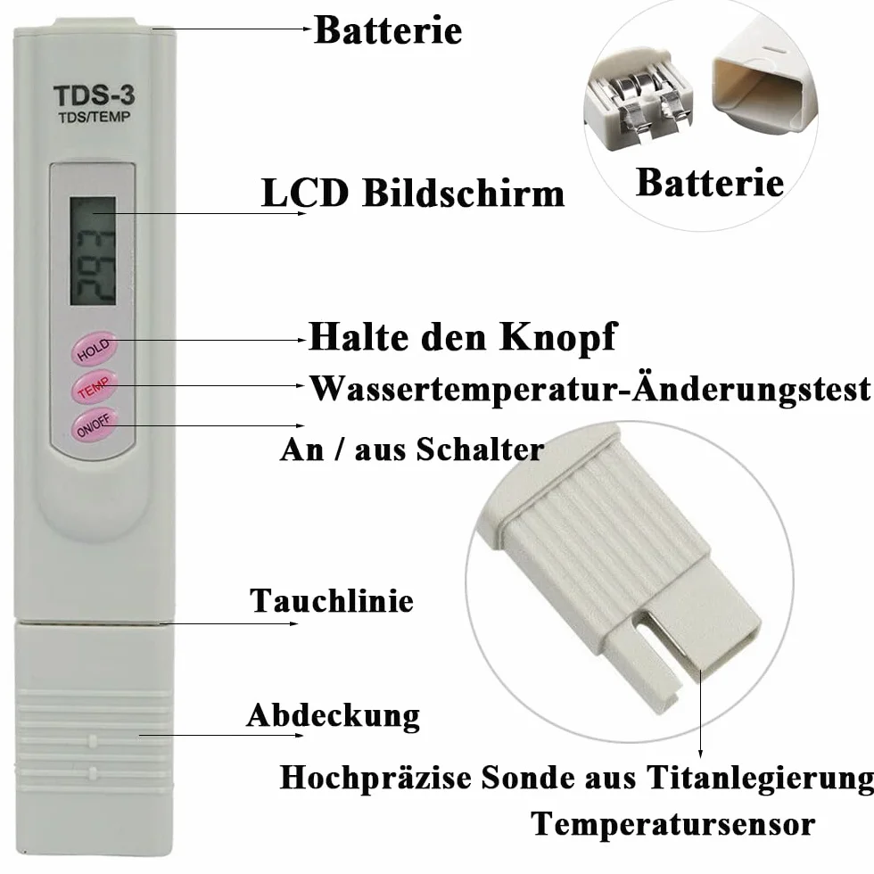 Mesee TDS3 tester jakości wody, miernik TDS z wyświetlaczem LCD, ppm do wody pitnej