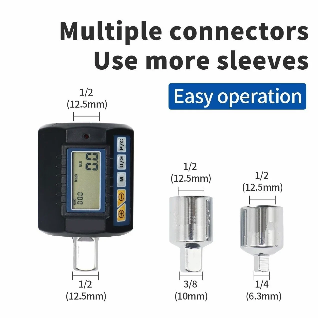 Telescopic Ratchet Regulowany cyfrowy miernik momentu obrotowego 1/2 '' do adaptera naprawy samochodu Elektroniczny narzędzi ręcznych klucz dynamometryczny(ANC-30)