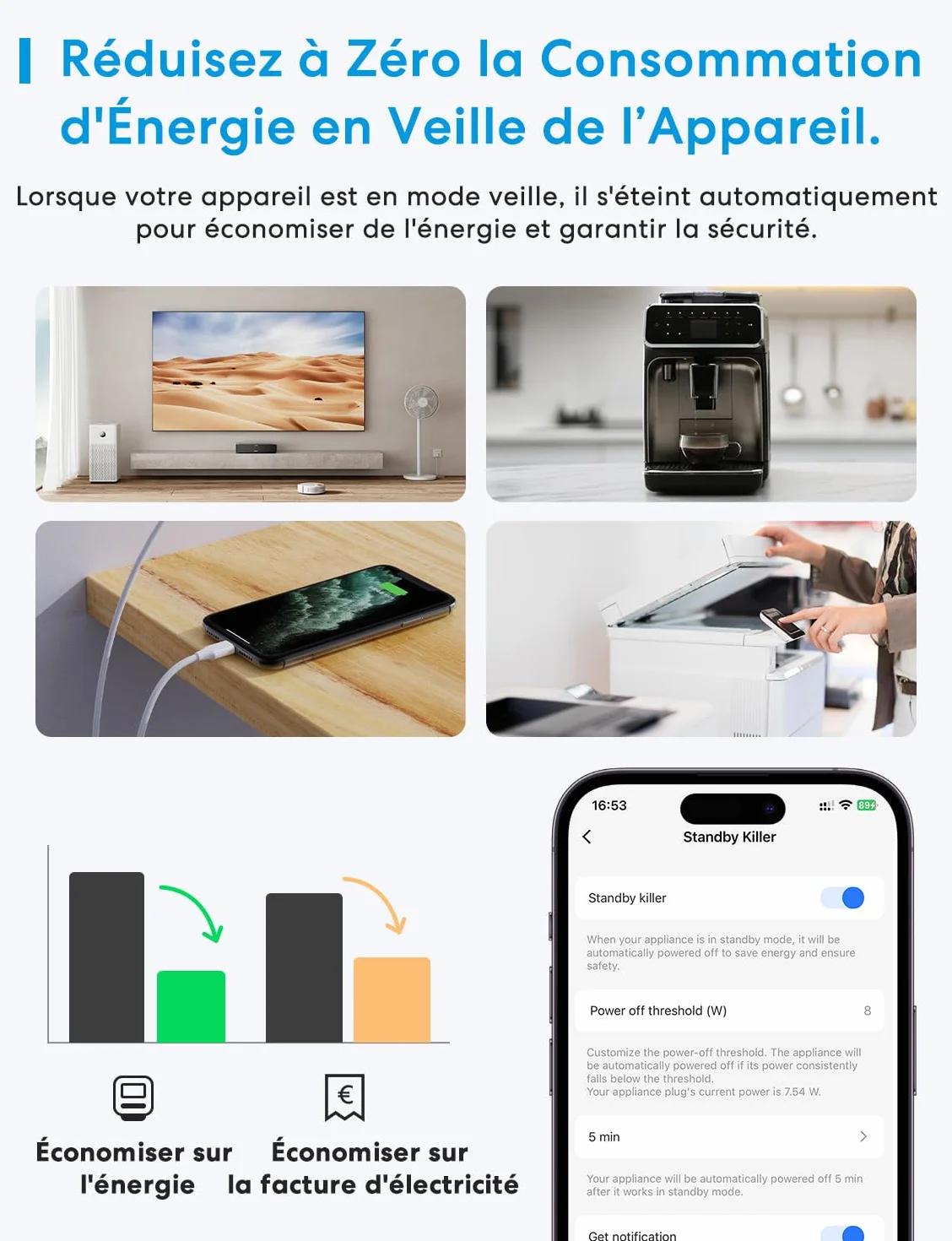 Meross Gniazdo inteligentne (typ E), 16 A gniazdko WiFi kompatybilne z Alexa i Google Home, inteligentne gniazdko elektryczne ze sterowaniem głosowym, zdalnym sterowaniem i konfiguracją Bluetooth