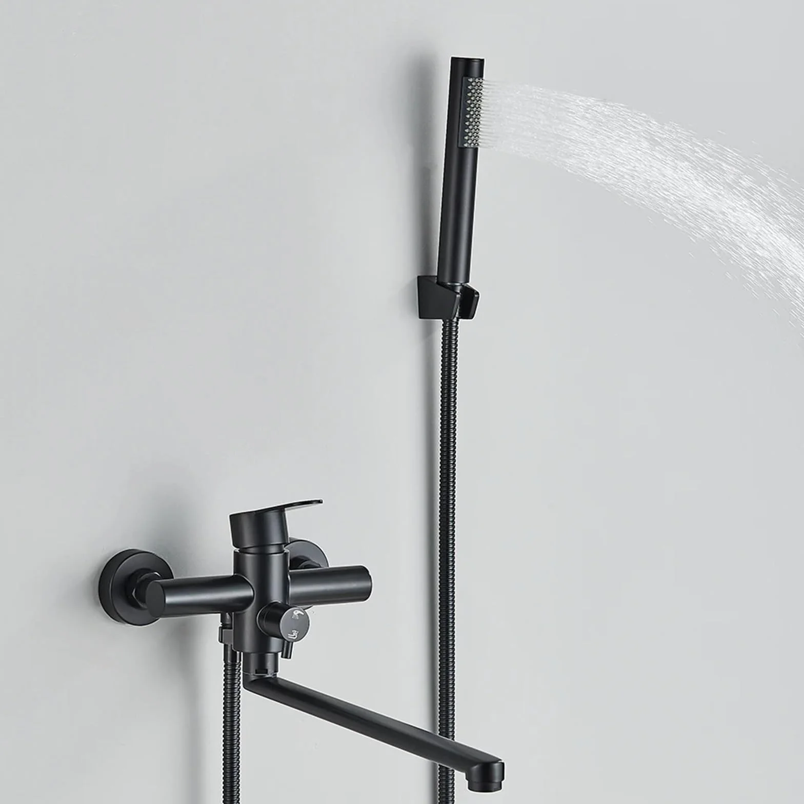 Bateria wannowo-prysznicowa do łazienki z obrotową wylewką 35 cm, montowana na ścianie, bateria mieszająca do wanny, ciepła i zimna woda, żuraw