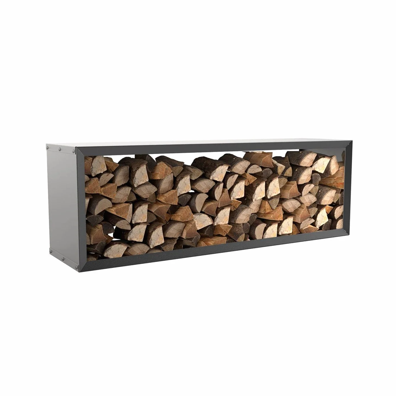 hiyard Drewniany magazyn I Wooker Wide 149 x 49 cm I Regał na drewno kominkowe I Made in Germany I matowa czerń