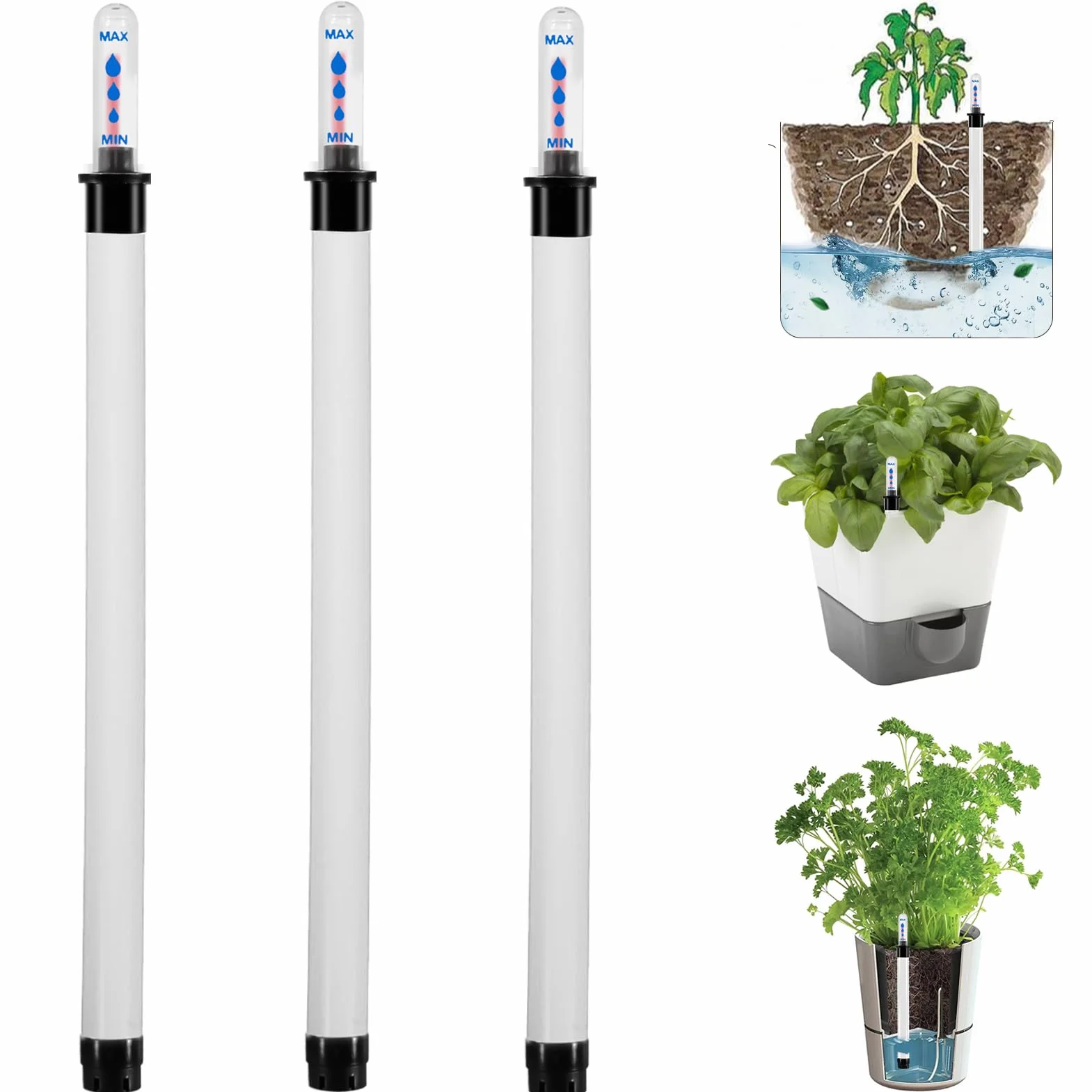 Joycabin 3 sztuki wskaźników poziomu wody do roślin, 36 cm duży wskaźnik poziomu wody do hydrokultury, wskaźnik nawodnienia do roślin pokojowych, wskaźnik nawodnienia do roślin zamienny dla donic i