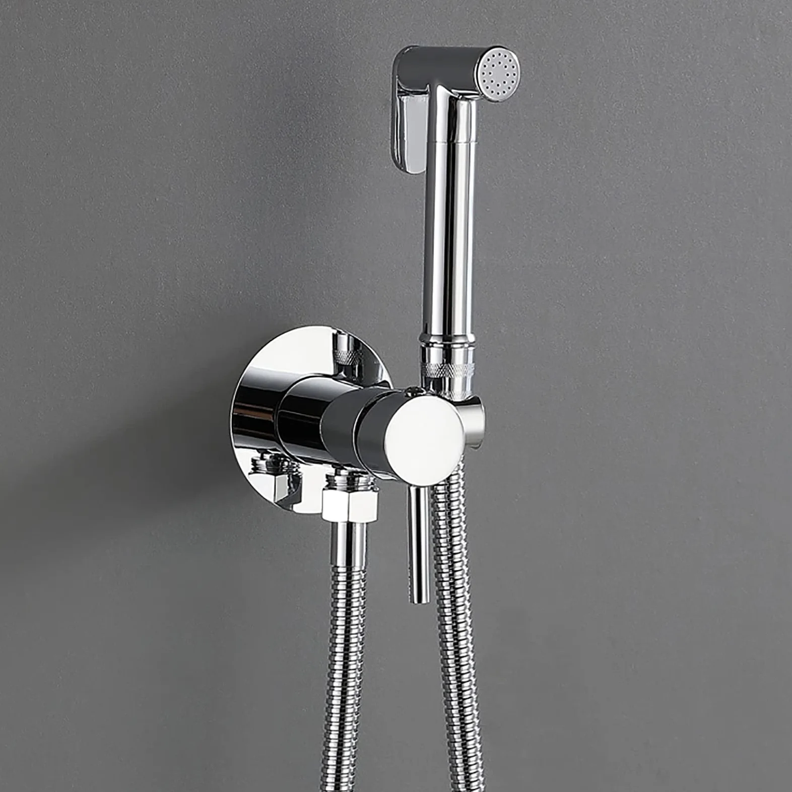 Ręczne przenośne bidet, Ręczna natryskowa słuchawka bidetowa do toalety, mosiężna, pojedyncza rączka, z wężem prysznicowym 150 cm, wielokolorowa(Chrome)