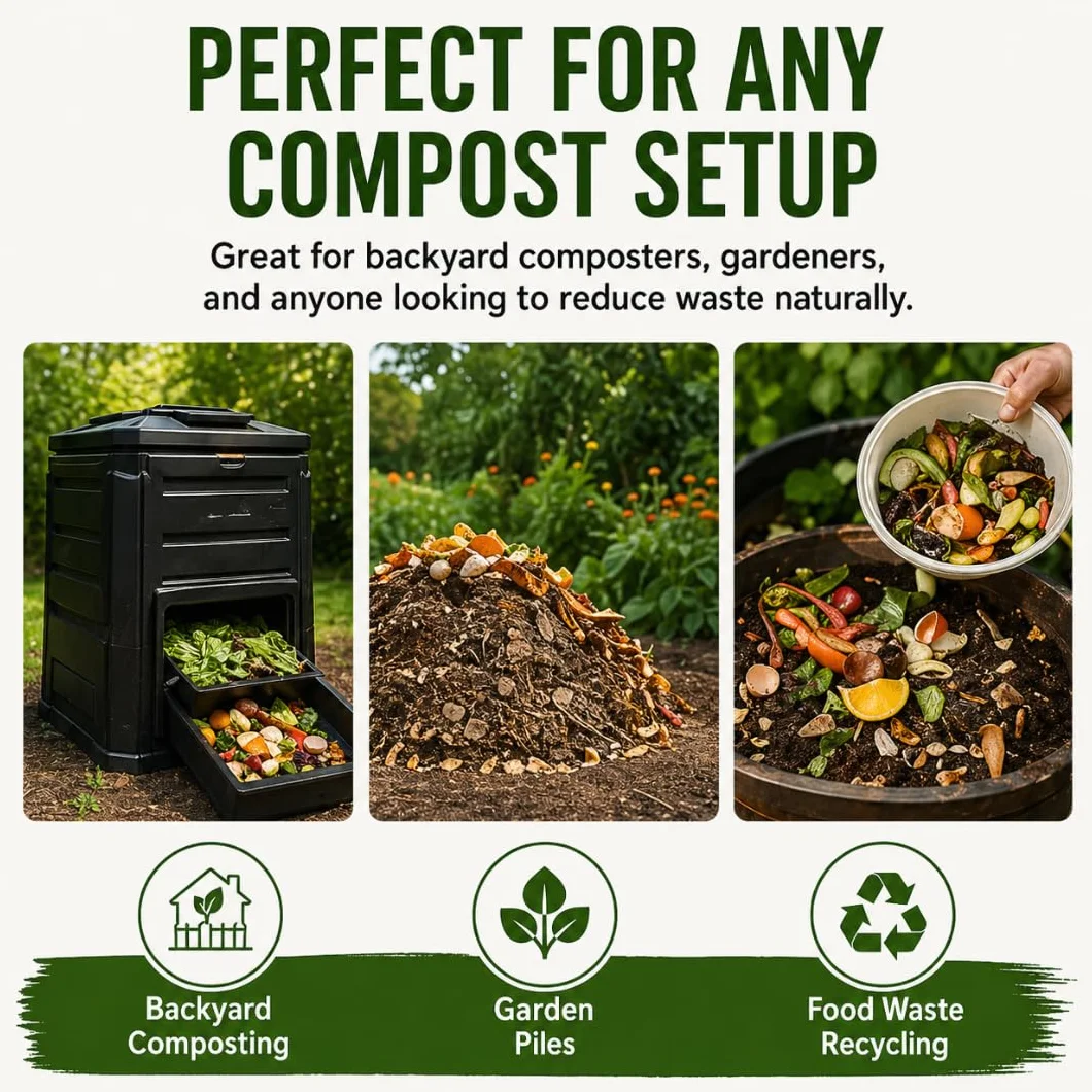 Dr. Connie's Compost Plus, 100 x skoncentrowany naturalny kompost Starter i przyspieszacz, całkowicie naturalny, kontrola zapachu do pojemników wewnątrz i na zewnątrz, szybka dekompozycja