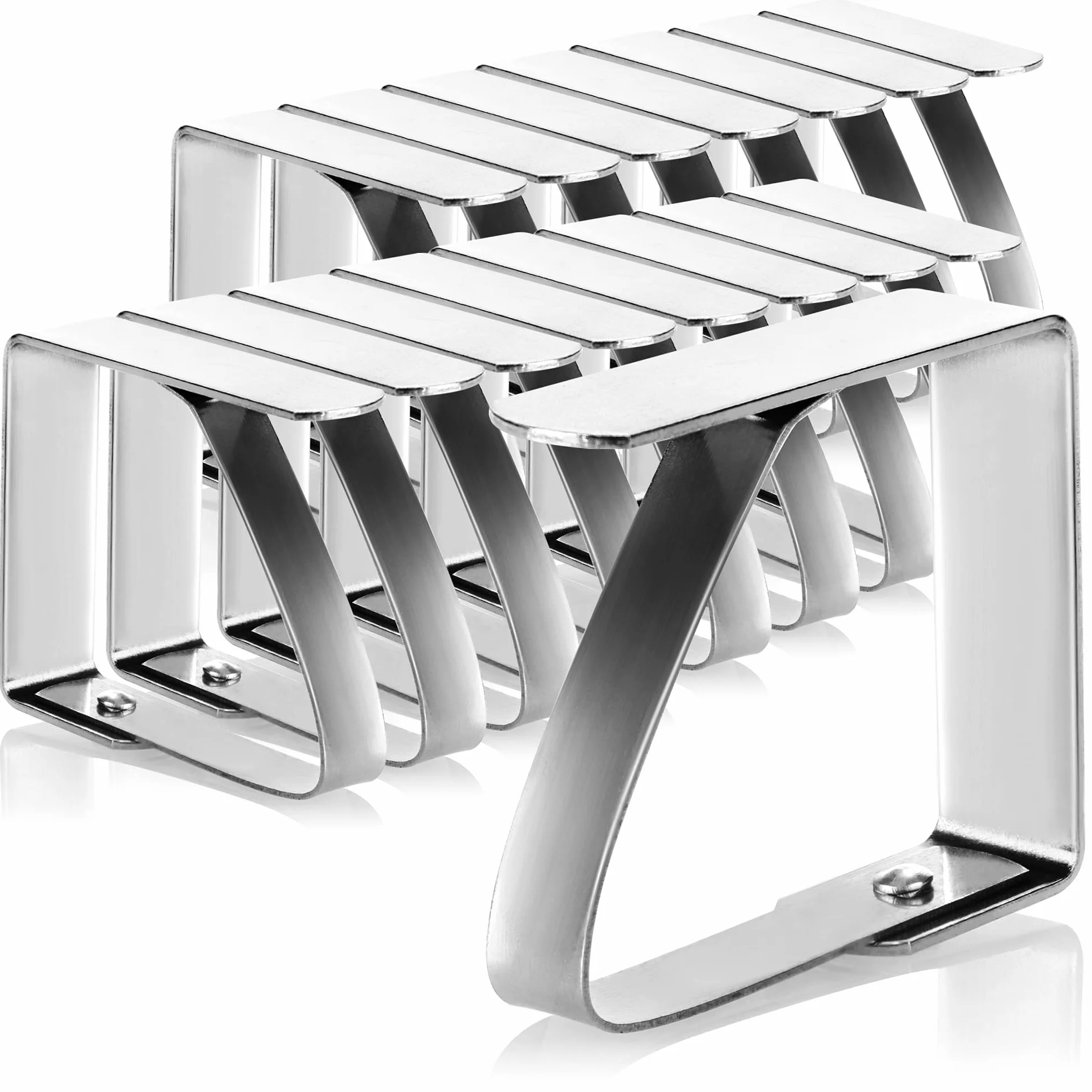 COM-FOUR® 16x klipsy do obrusów wykonane ze stali nierdzewnej - odporne na warunki atmosferyczne uchwyty na obrusy - klipsy stolowe do uzytku wewnetrznego i zewnetrznego - zaciski stolowe