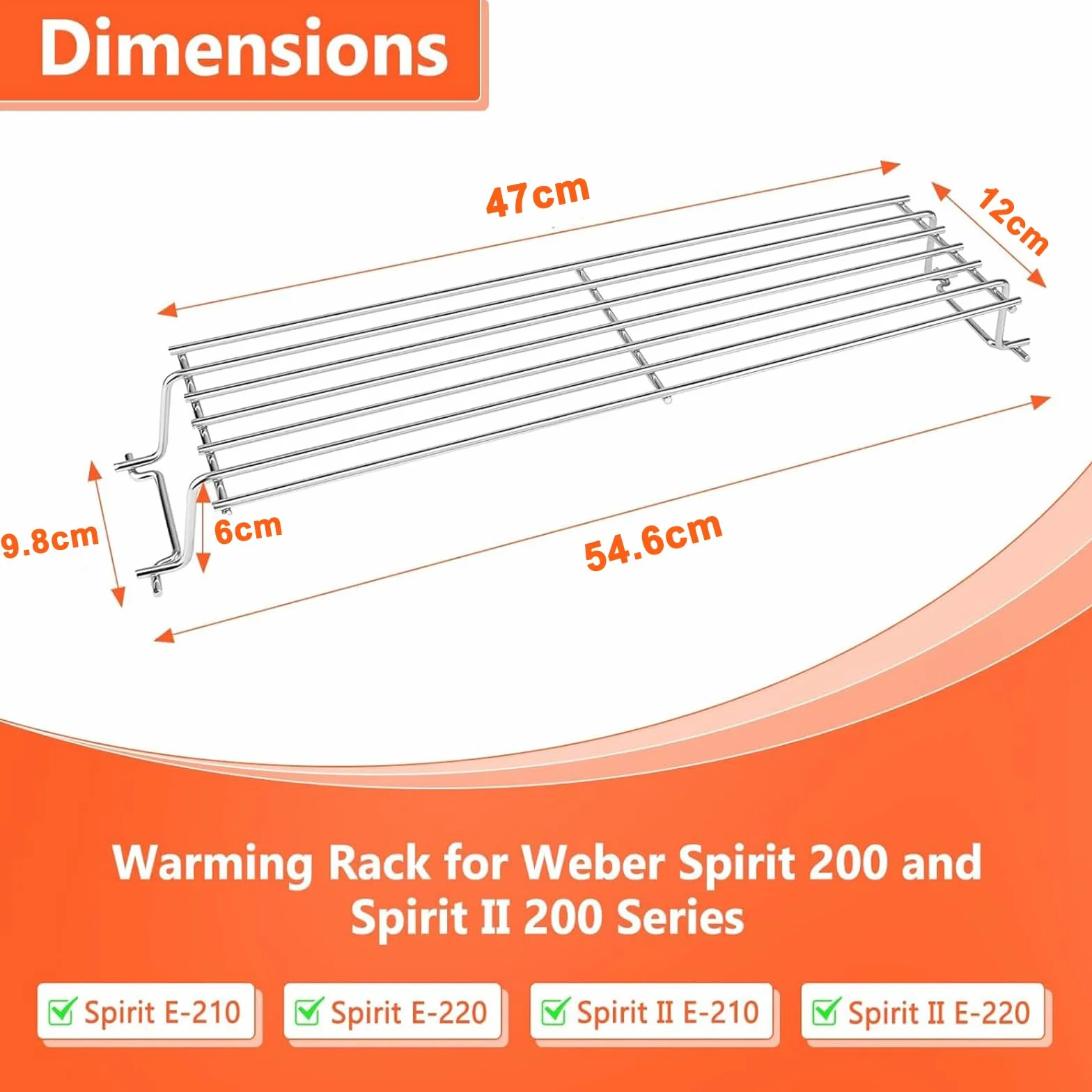Kosz do podgrzewania potraw 47CM do Weber Spirit E210 E220 S210 S220 z uchwytami palnika przedniego