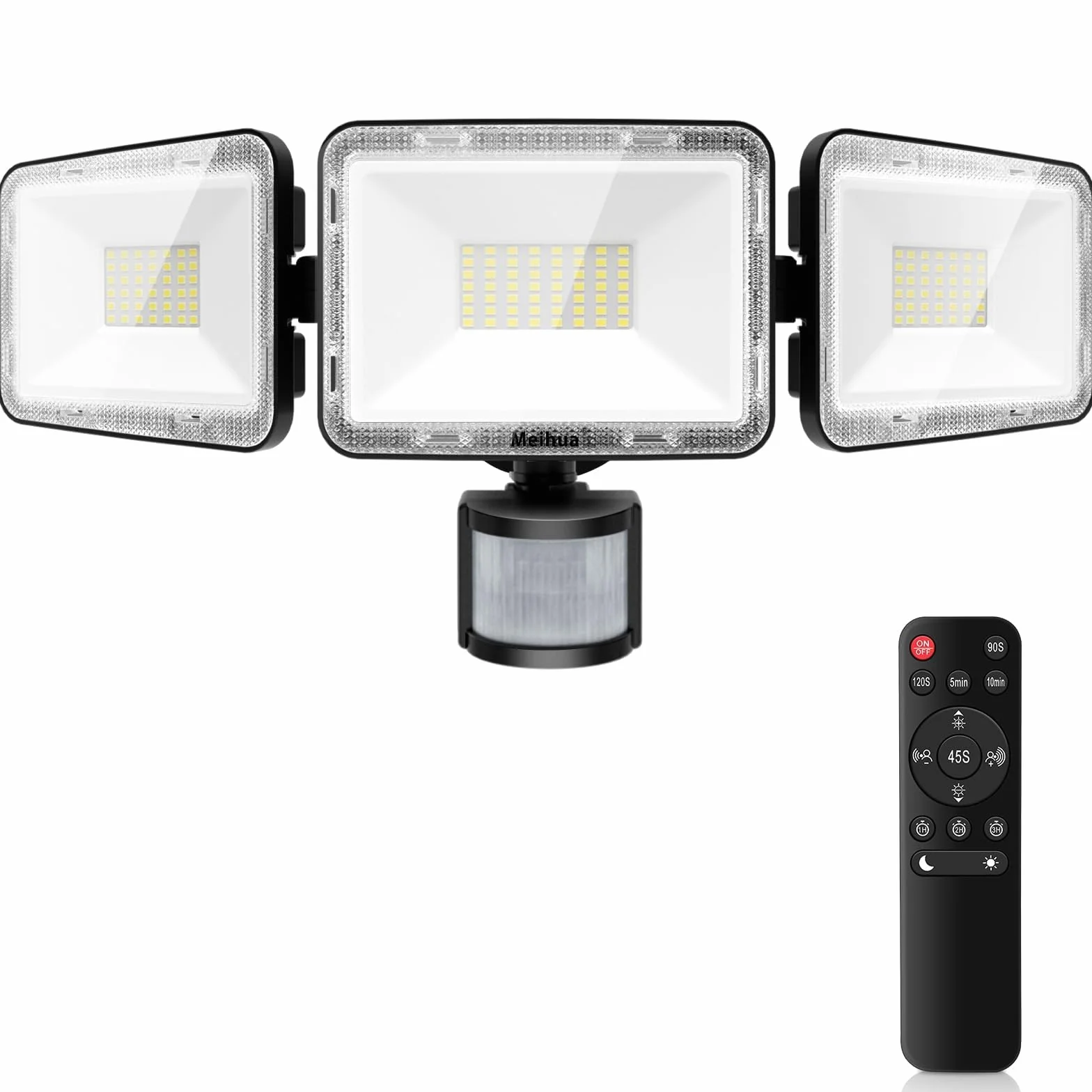 MEIHUA Reflektor LED 70 W z czujnikiem ruchu, pilot zdalnego sterowania, 700-6850 lm, IP66, wodoszczelny, 4 tryby, 10 poziomów jasności, 6500 K, zimna biel, reflektor do ogrodu, garażu, na boisko