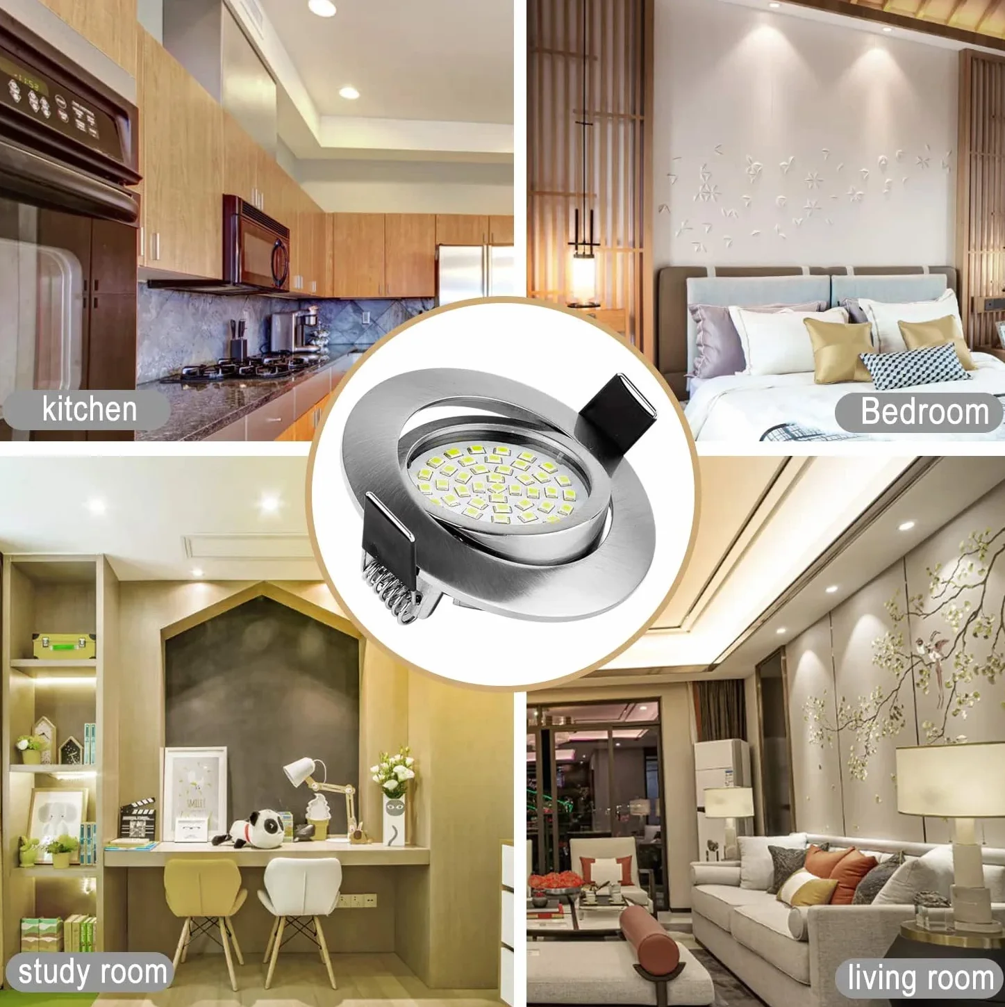 BAOMING Reflektor LED do zabudowy ściemnialnej 5 W, 550 lm, ciepła biel 6000 K, oświetlenie wpuszczane, 230 V do łazienki, salonu, kuchni, IP44, zestaw 6 sztuk