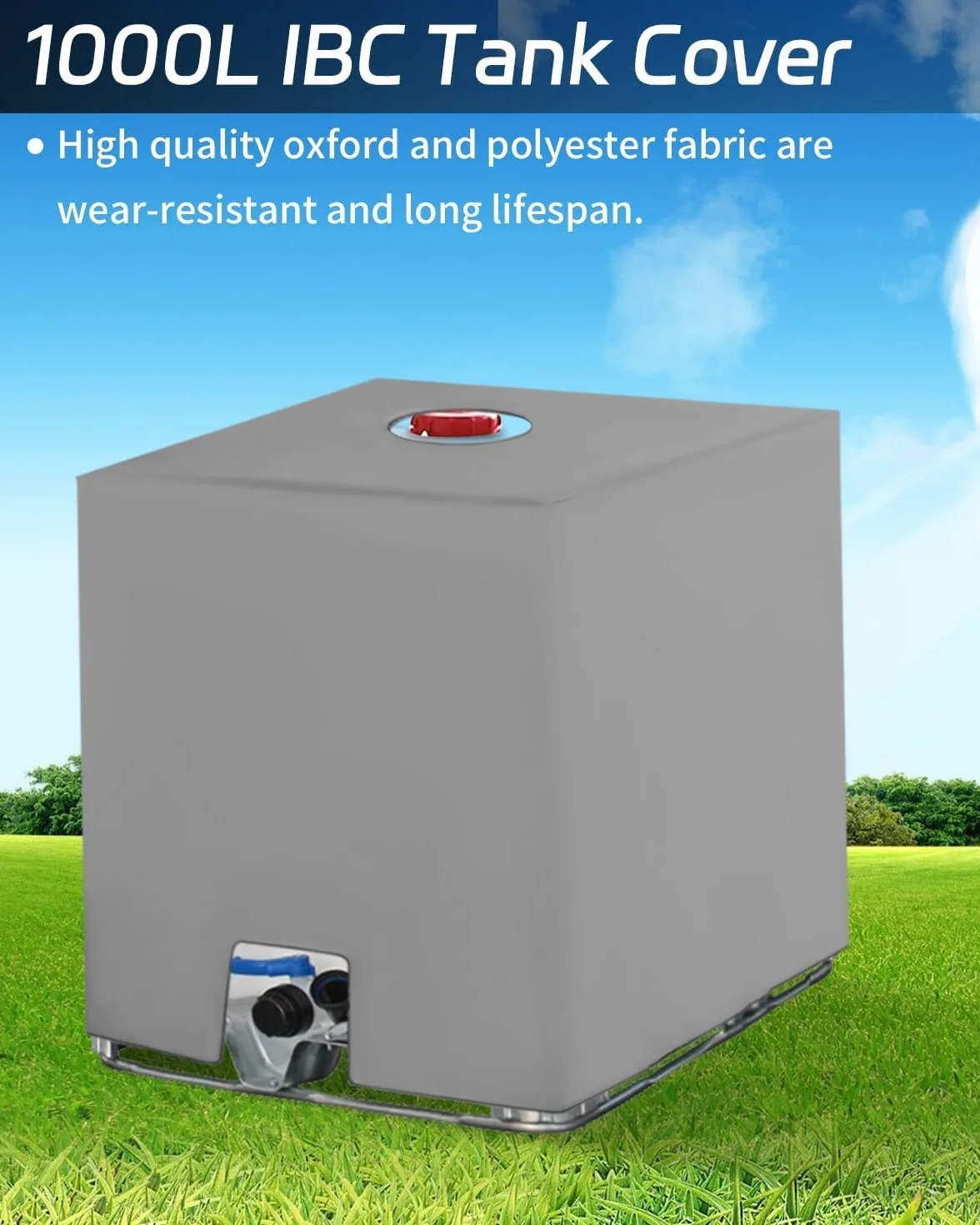 Pokrowiec na zbiornik IBC 1000L, akcesoria do kontenerów IBC, folia ochronna UV na zbiornik na wodę, pokrowiec na beczkę na deszczówkę, plandeka ochronna na zbiornik na deszczówkę, szary