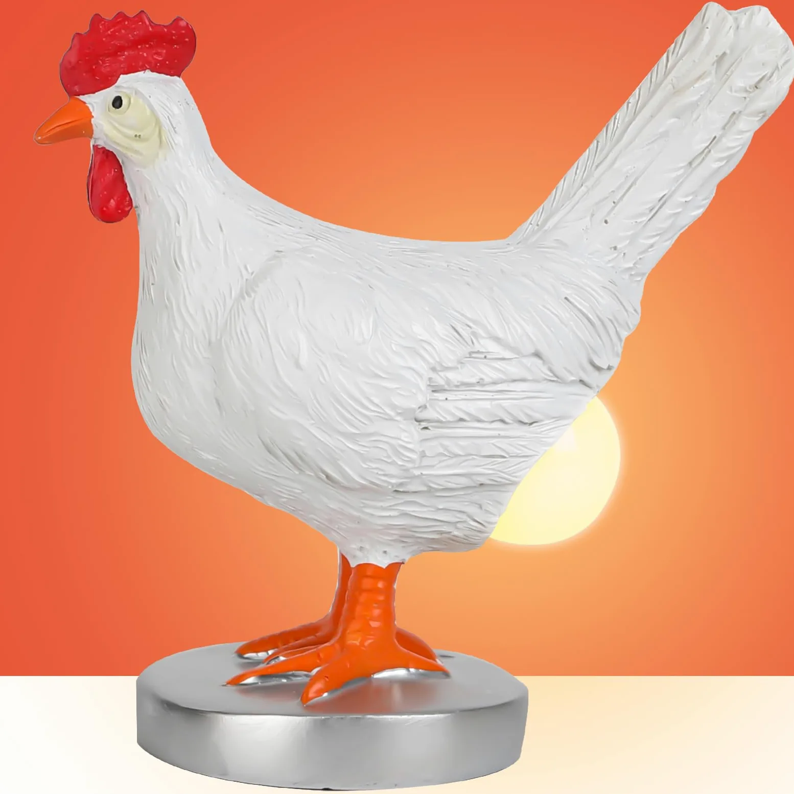 Zabawna lampa z jajkiem kurczaka, unikalna lampka nocna z jajkiem i kurczakiem, zasilana przez USB, żywica, ciepła lampa biurkowa, nowość, kura, składanie jajek, światło na biały słoń, Boże