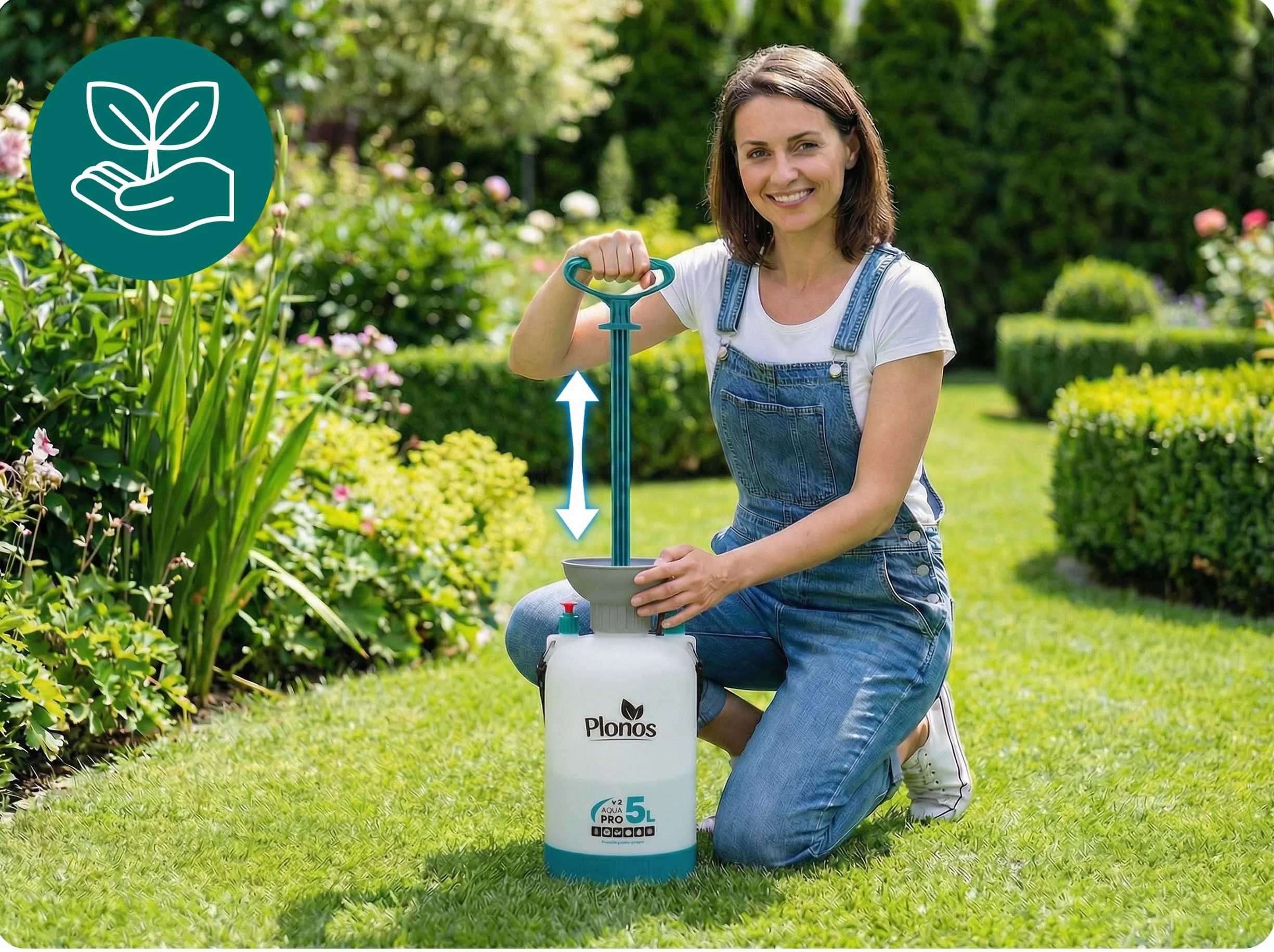 Aqua Pro Opryskiwacz Ciśnieniowy Ogrodowy 5 l Mosiężna Dysza Regulowana Lanca Stal Nierdzewna 83 cm