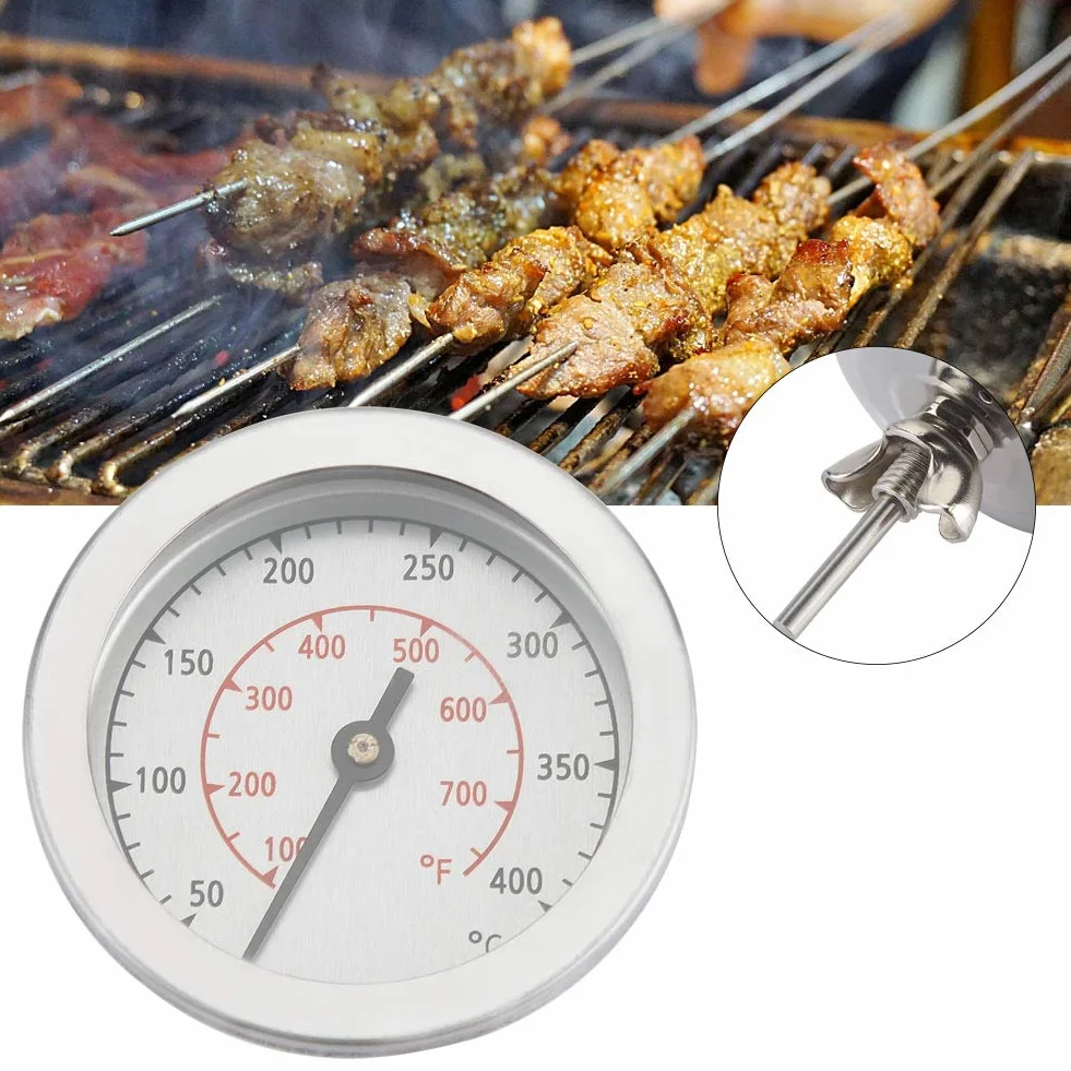 Focket termometr do grilla analogowa tarcza metalowy 100-370°C głębokość zanurzenia 3,9 cm