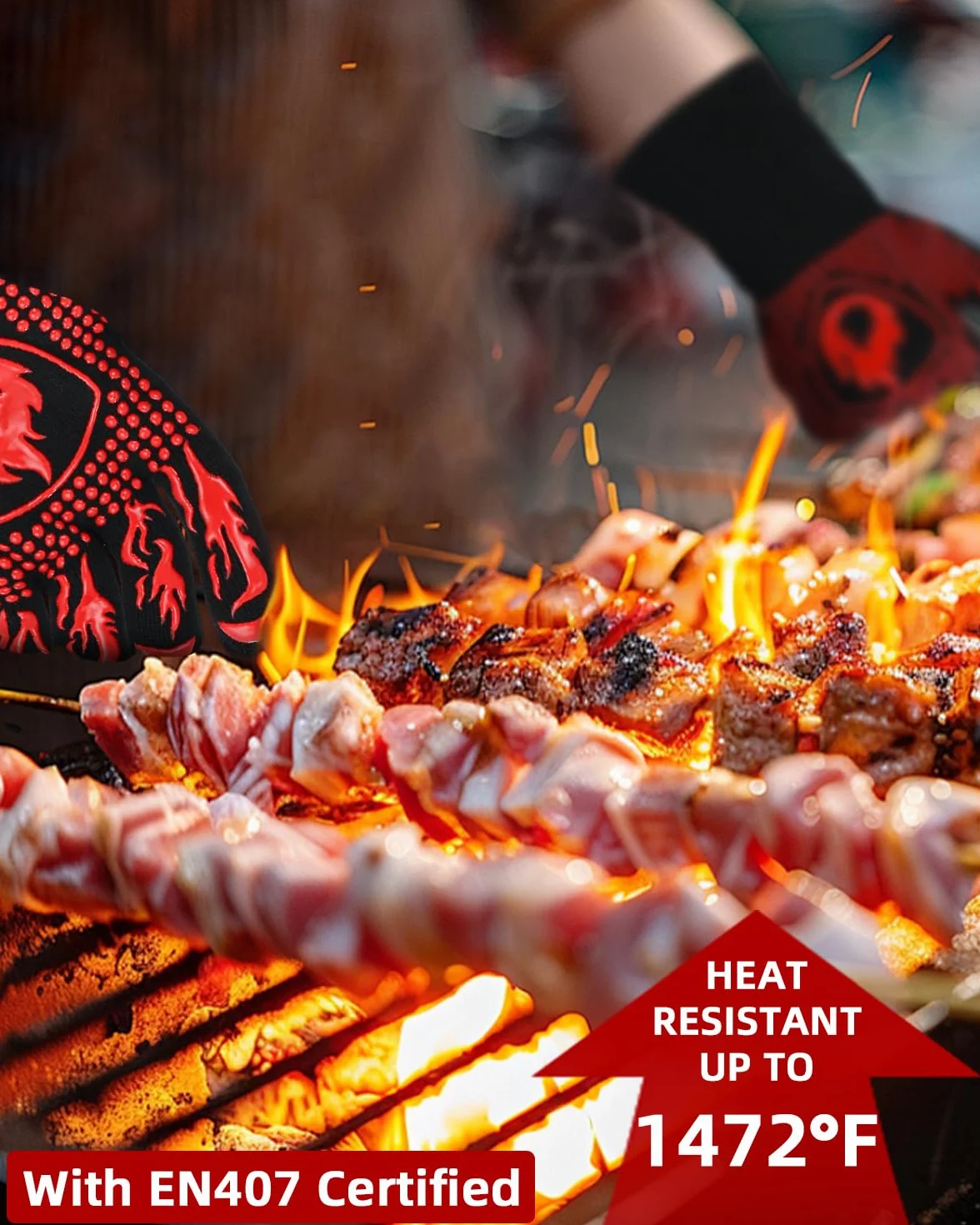 Rękawice żaroodporne do 800°C do grillowania i gotowania