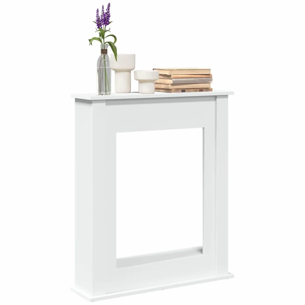 vidaXL Obudowa kominka, biała, 75x20x87,5 cm, materiał drewnopochodny, obudowy kominków, rama kominka, zabudowa kominka, kominek, gzyms do kominka