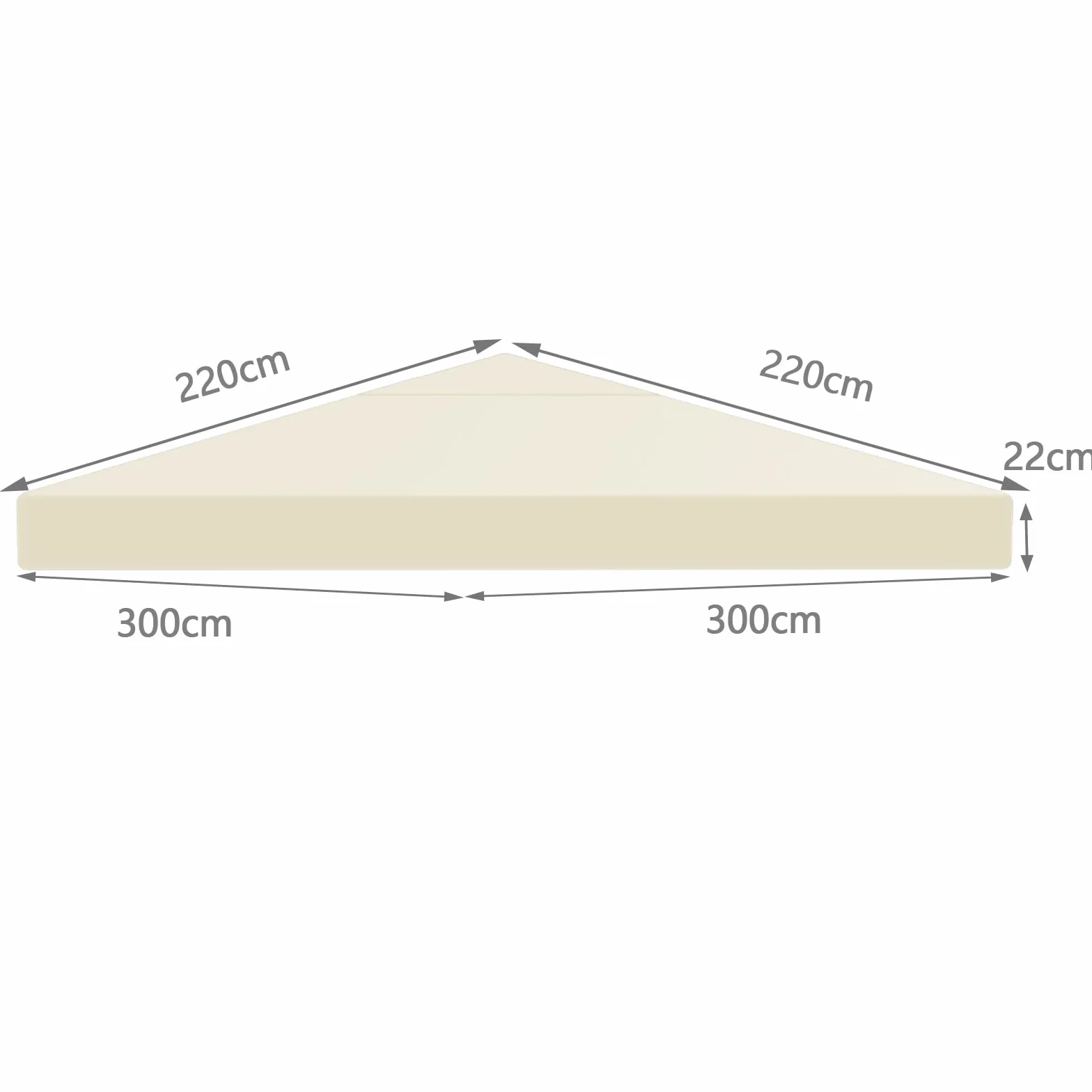 Zapasowy dach do pawilonu ogrodowego, 3 x 3 m, wodoszczelny, stabilny, odporny na warunki zimowe, 160 g/m², beżowy, pojedynczy dach, pawilon ogrodowy, pawilon składany, odporny na burzę, namiot