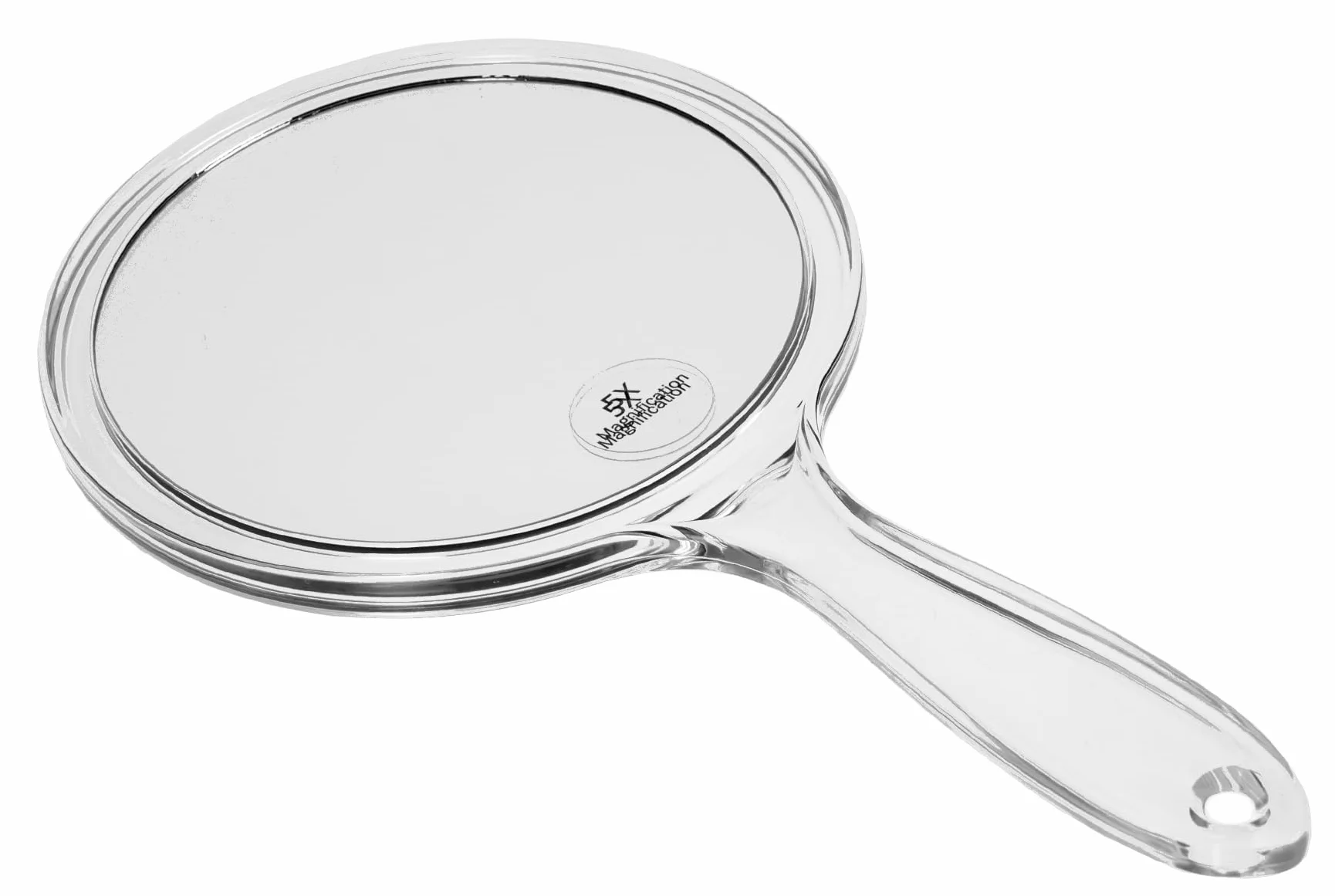 Fantasia Lusterko ręczne z uchwytem – dwustronne, normalne i 5-krotne powiększenie, Ø 15 cm, długość: 27 cm, akryl