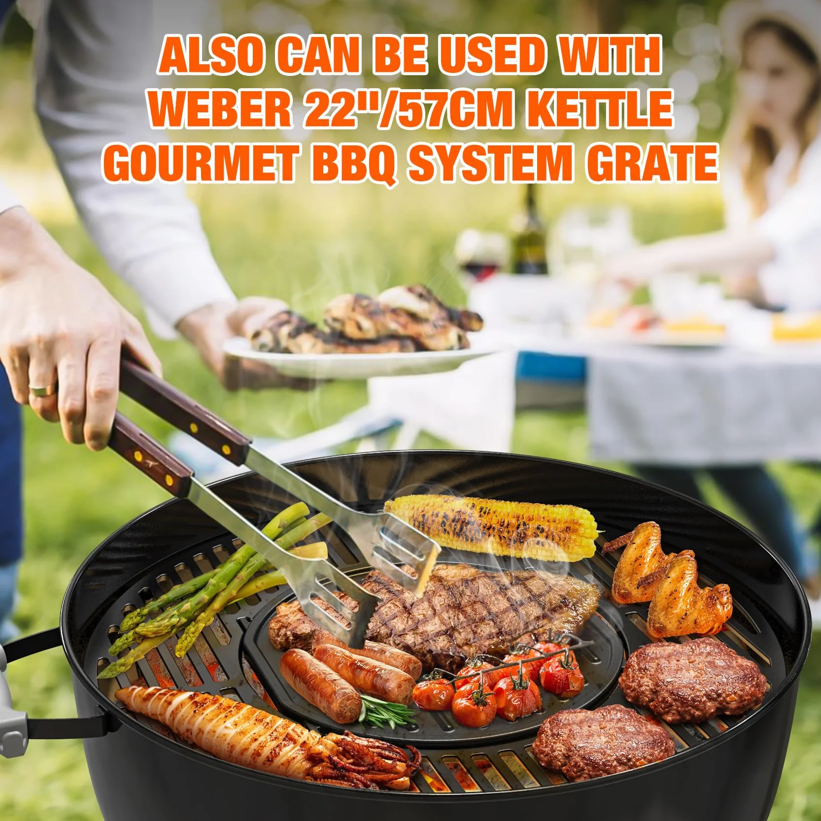 Onlyfire Żeliwna płyta grillowa do Weber Gourmet BBQ System, Odwracalna do GS4 Spirit II 200/300, Genesis II E-310, LX S-440