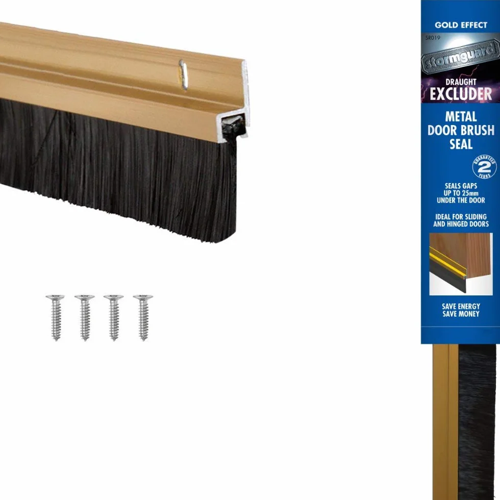 STORMGUARD 02SR0190914G Złota listwa szczotkowa do drzwi bez przeciągu