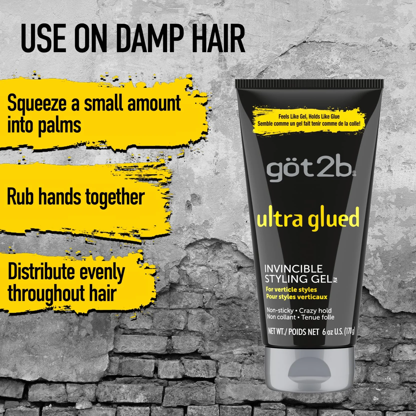 Schwarzkopf Got2B Ultra klejony żel do włosów, utrzymuje się do 72 godzin, bez białych pozostałości, kontrola krawędzi, wegańska, bez silikonu, 170 g, opakowanie może się różnić