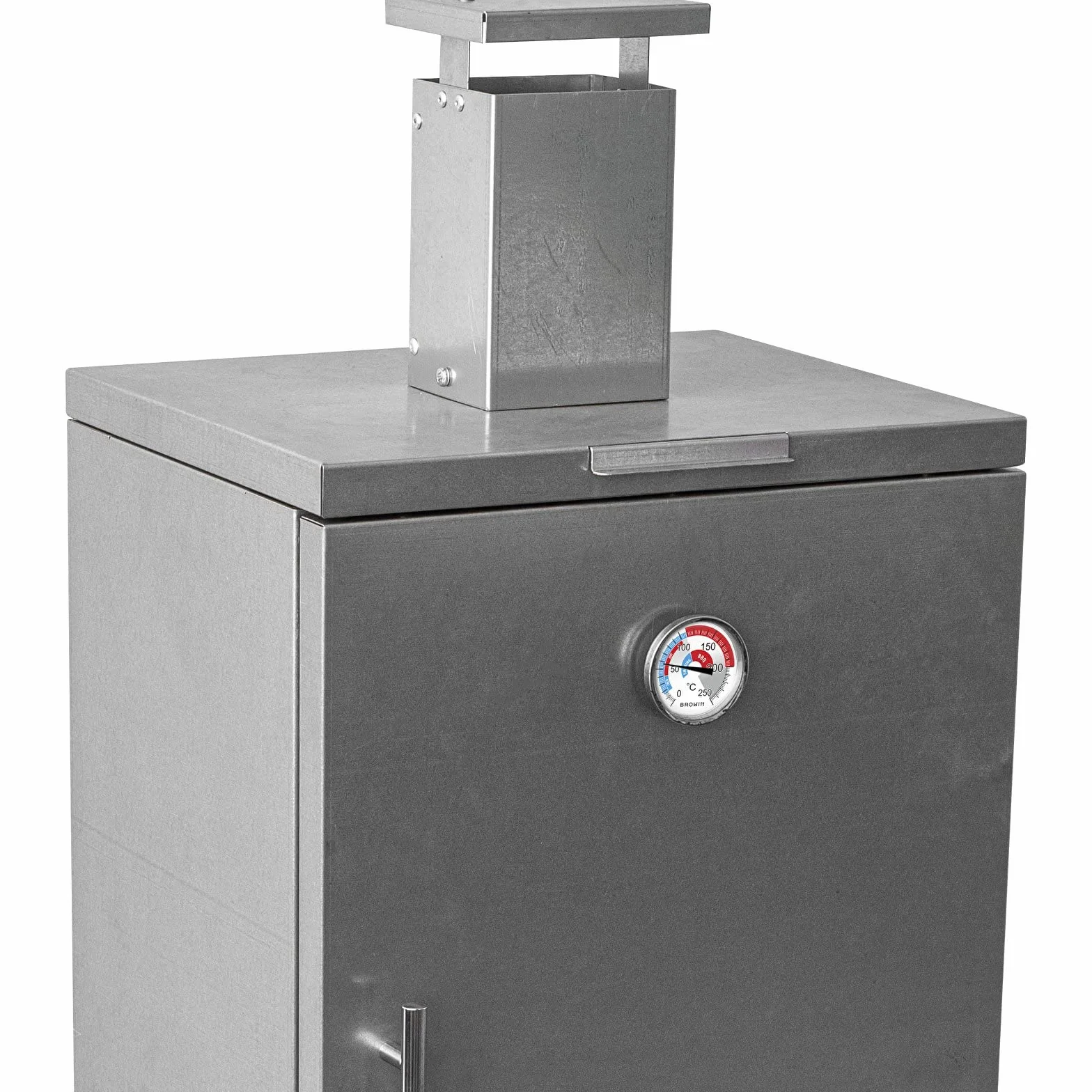 Browin 102200 termometr do komory wędzarniczej BBQ, zakres pomiarowy od 0° do +250°C, analogowy termometr do komory wędzarniczej i grilla, stal nierdzewna