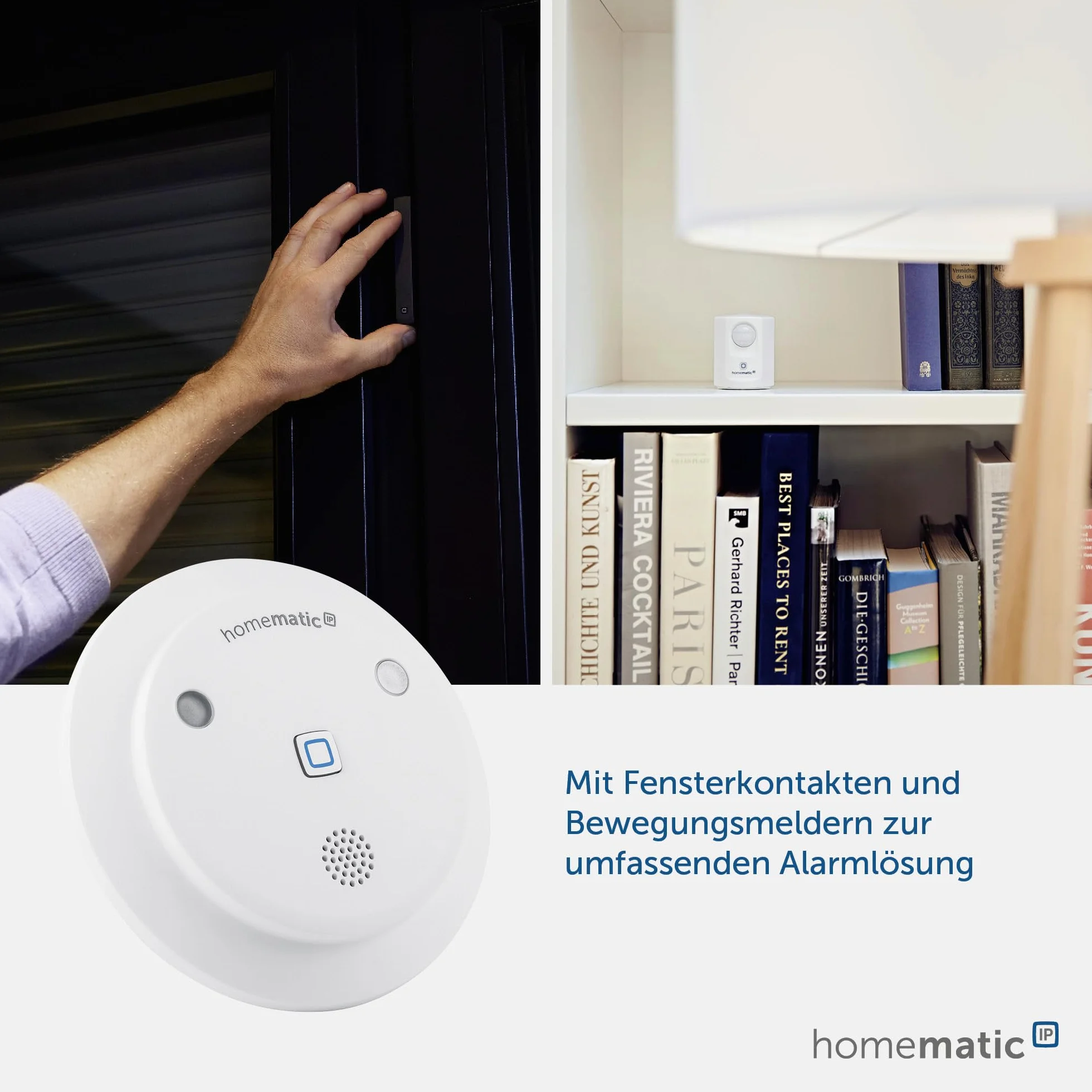 Homematic IP Syrena alarmowa Smart Home, bezprzewodowa bezprzewodowa syrena wewnętrzna z funkcją aplikacji ostrzega słyszalna, widoczna i za pomocą wiadomości push, 153825A0