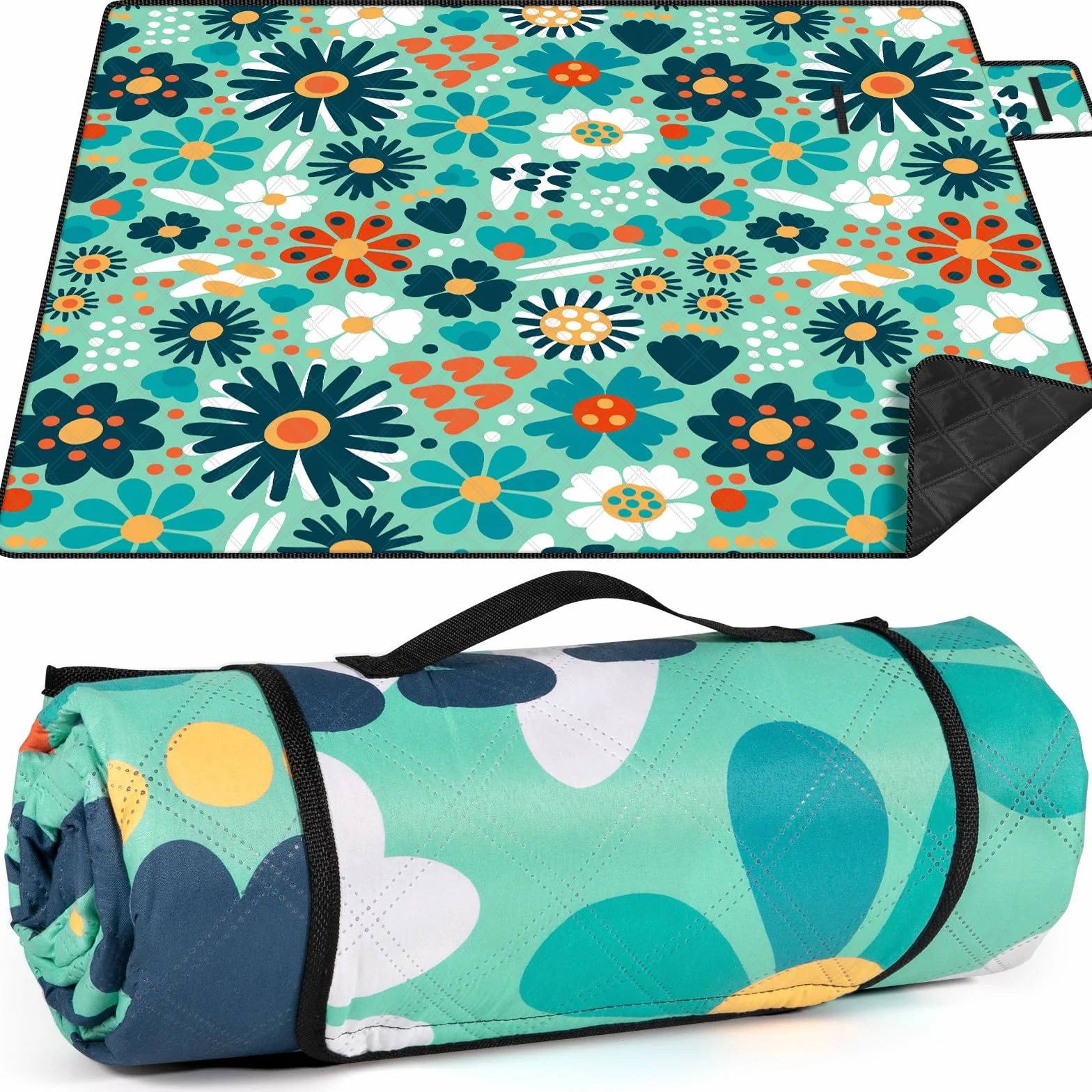 Mata Piknikowa 200x200 cm Koc Plażowy Przenośny na Zewnątrz