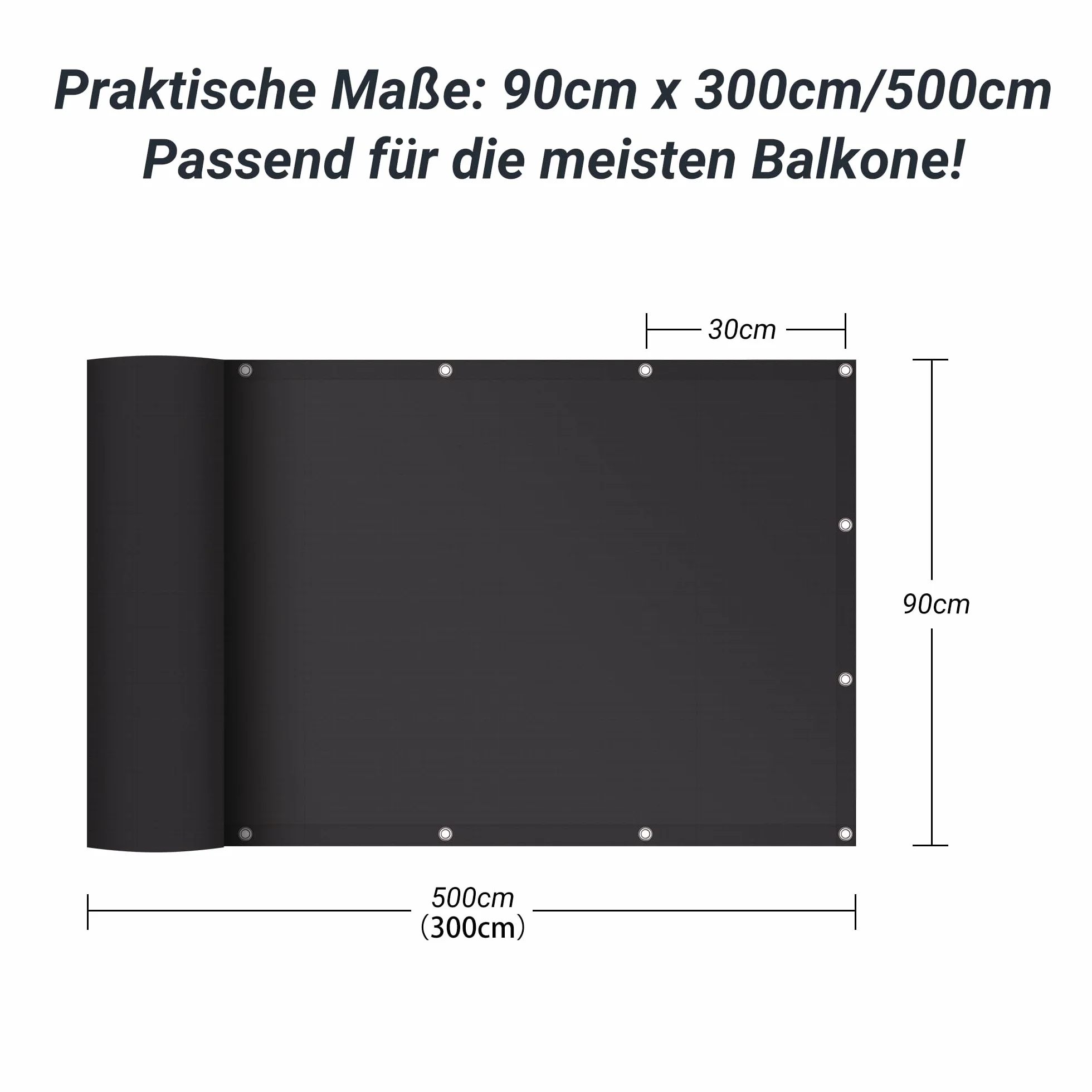 Osłona balkonowa przed wiatrem 90x300 cm antracytowa