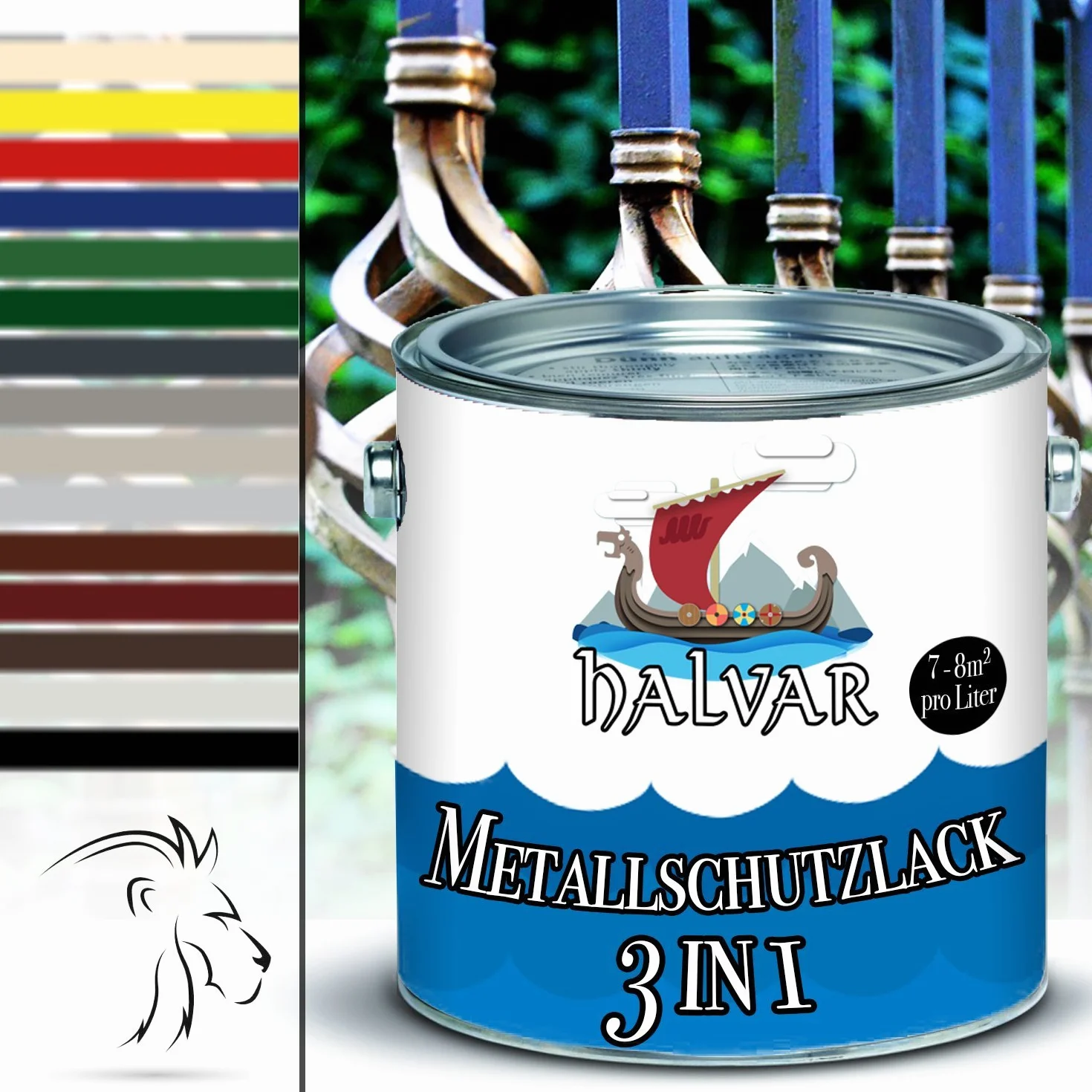 farba 3w1 do metalu skandynawska farba do metalu 3 w 1 ochrona antykorozyjna gruntująca nawierzchnia lakier do idealna do żelaza stali aluminium i cynku (20 L, Zieleń liściasta (RAL 6002)) Halvar