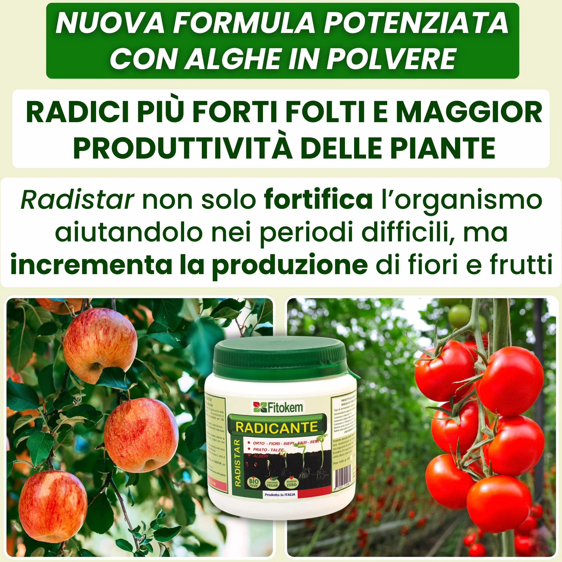 FITOKEM Radistar Hormon sadzenia w proszku 400 g Organiczny proszek do korzeni mikoryzy