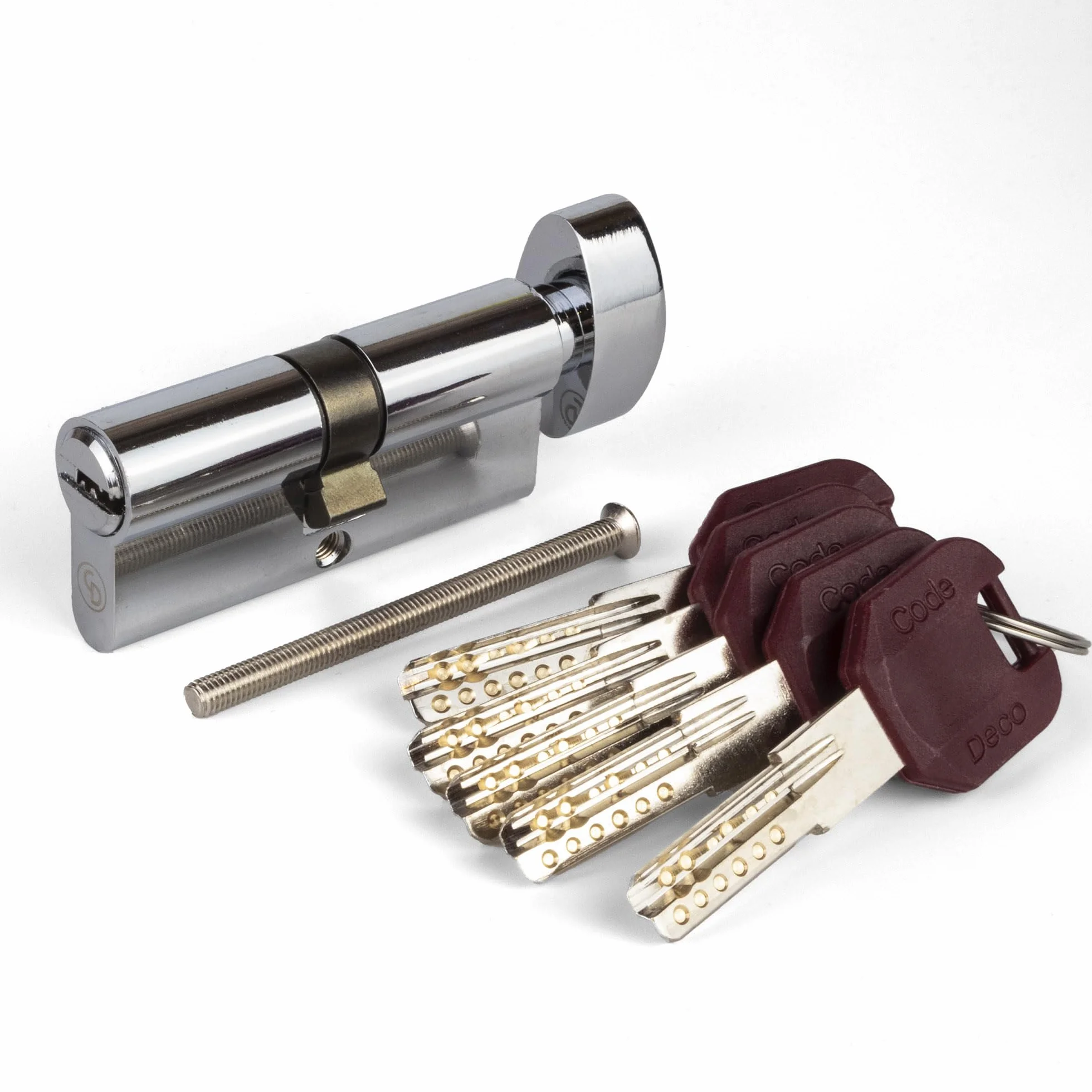 APECS Cylinder zamykający zamek bezpieczeństwa drzwi mieszkania cylinder gałki 90 (45/45C) mm z 5 kluczami model CodeDeco ZM-90(45/45C)-C chrom