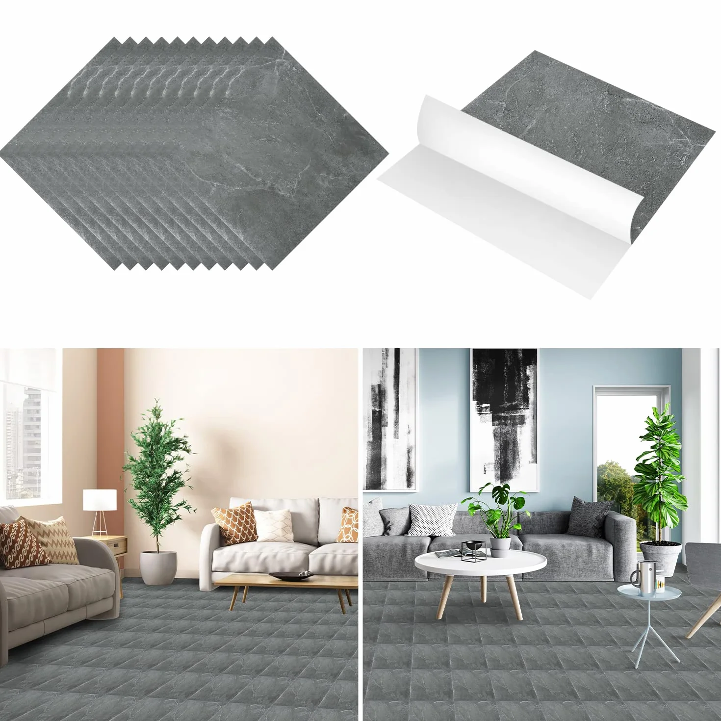 Wykładzina podłogowa z PCW, 30 x 30 cm, antypoślizgowa, wodoodporna, podłoga winylowa, samoprzylepna, 10 m²/110 płytek o grubości 1,5 mm, naklejka podłogowa do kuchni, domu, płytki podłogowe