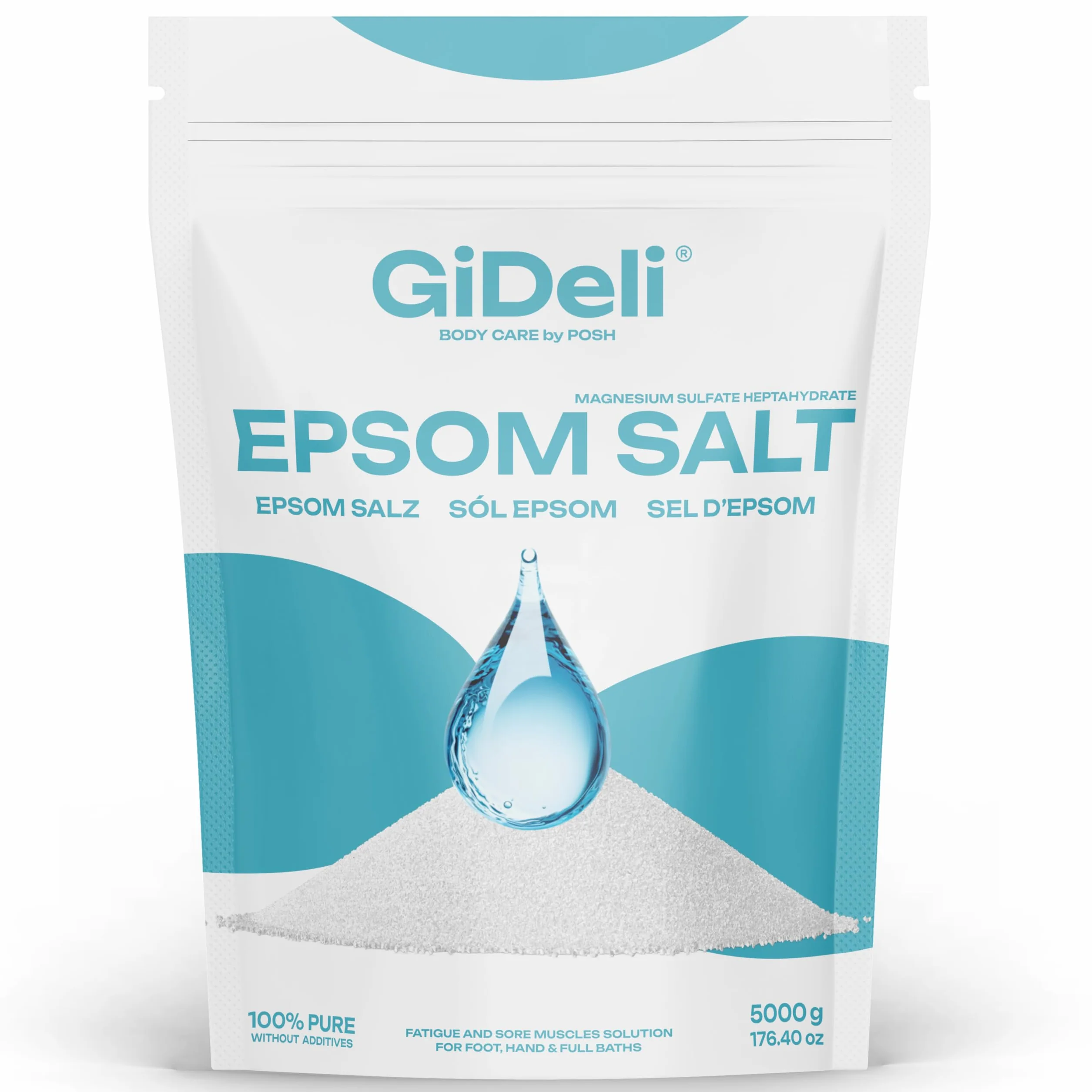 GiDeli Epsom sól do kąpieli Epsom Sól epsom siarczan magnezu gorzka sól siarczan magnezu czysty siedmiowodny, jakość farmaceutyczna. (15 kg)