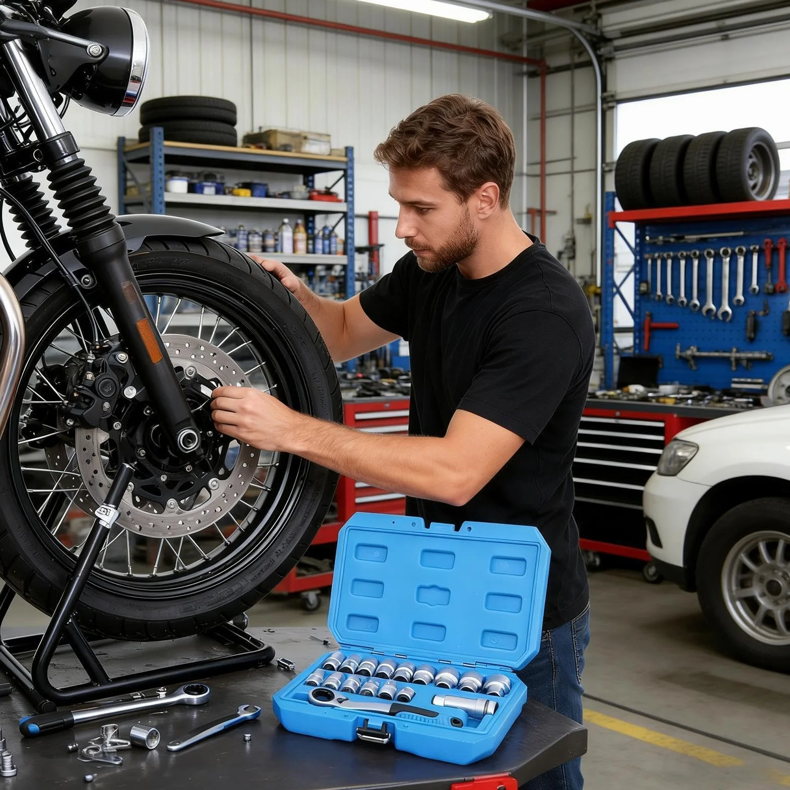 Klucz z Mechanizmem Grzechotkowym Przenośny Klucz z Kompletem Bitów | Narzędzie W Formie Klucza Nasadowego Do Samochodów Pojazdów Motoryzacyjnych Domu Fabryki dla Mechaników Rowerów i Warsztatów