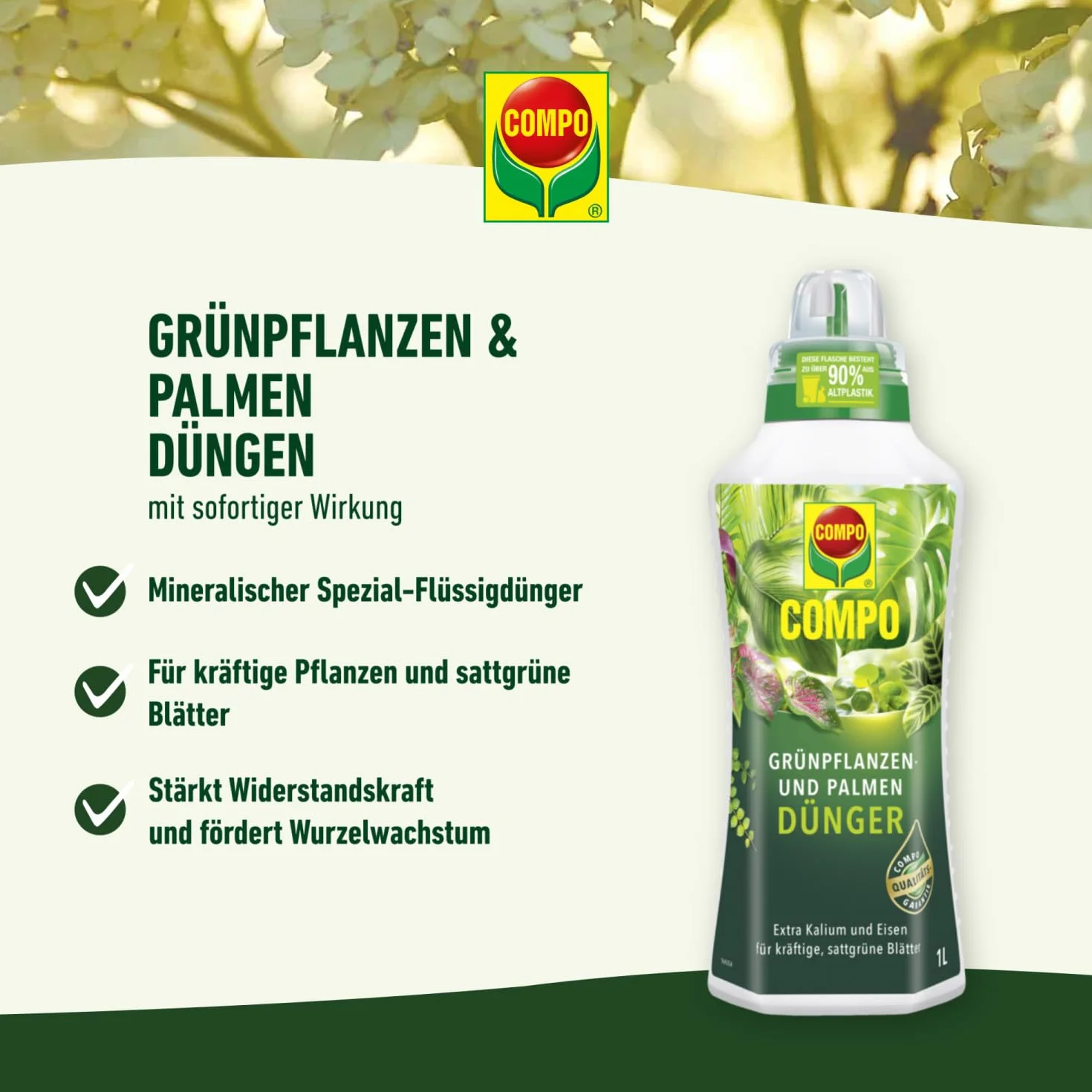 Compo Nawóz do roślin zielonych i palmowych 500 ml z potasem i żelazem