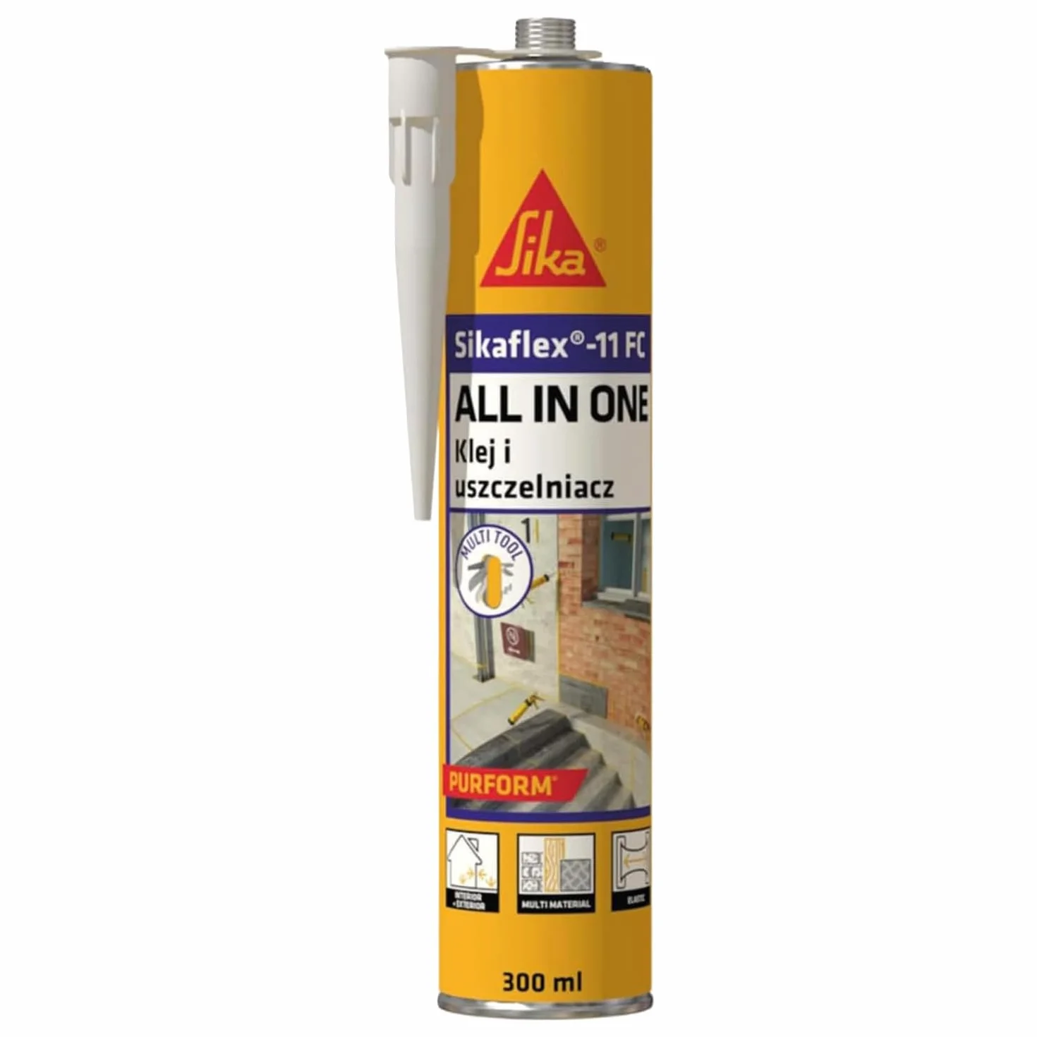 Sika - uniwersalny klej/uszczelniacz - Sikaflex-11FC Purform do użytku wewnątrz i na zewnątrz - przyczepność do wielu podłoży - biały - 300 ml