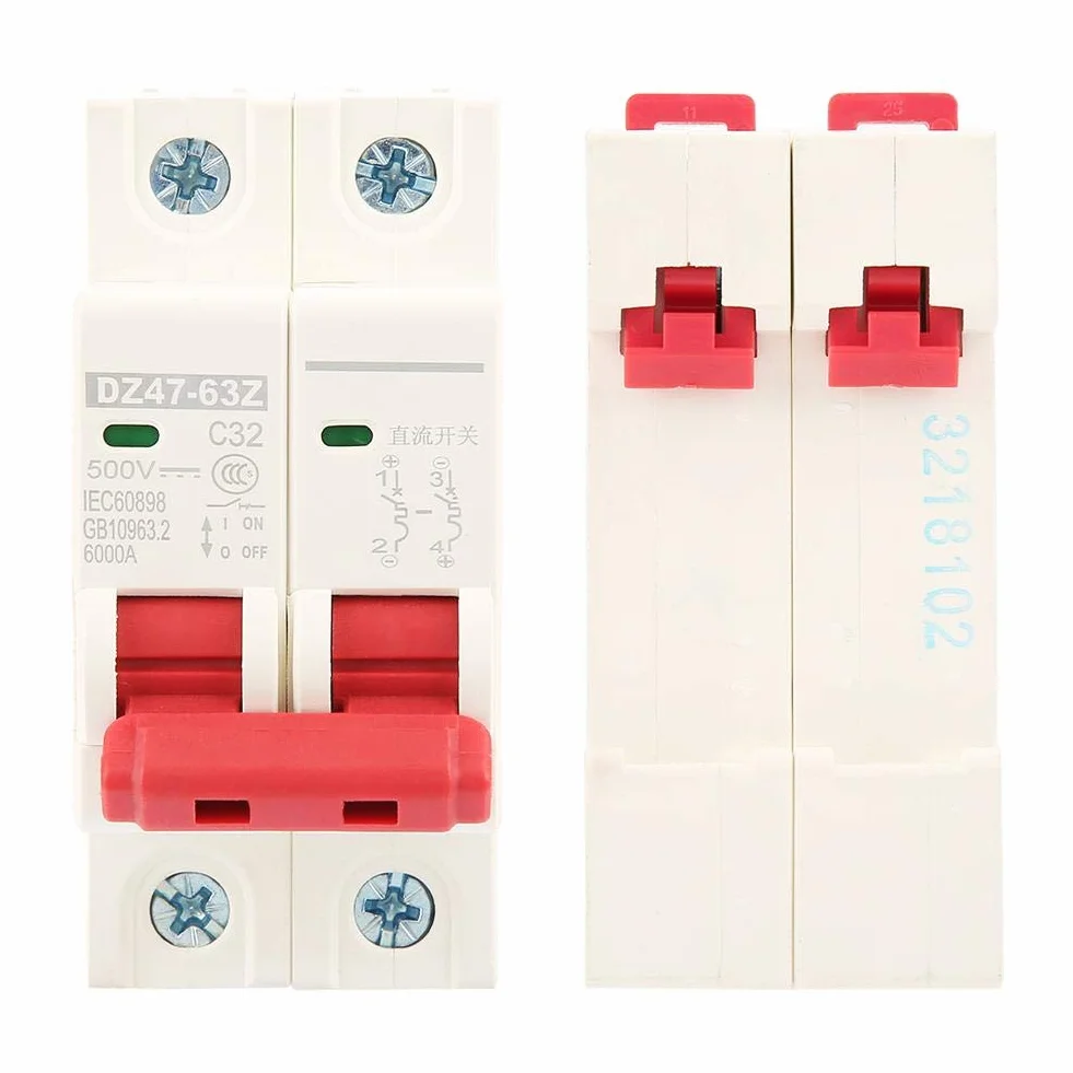 2P PV DC miniaturowy przerywacz 32A przerywacz MCB wyłącznik nadprądowy bezpieczeństwa DC 500V DZ47-63Z