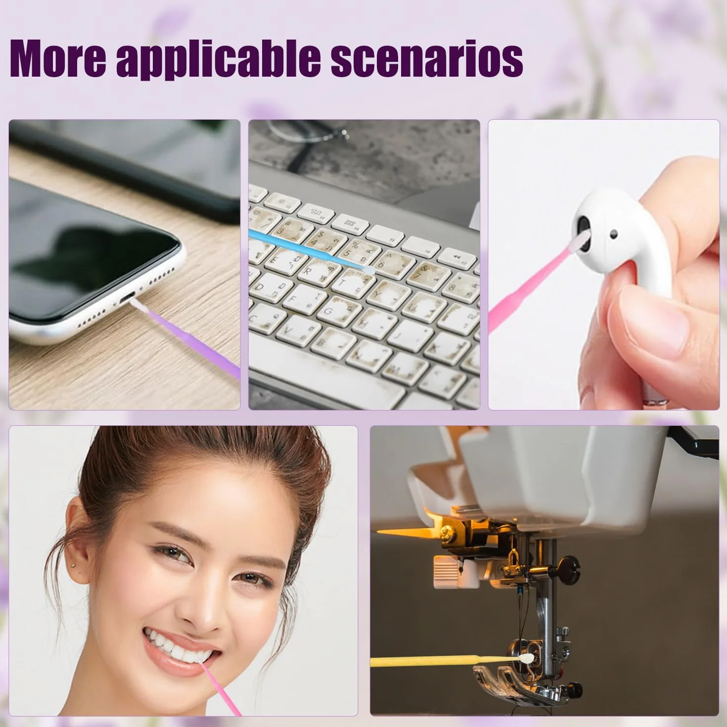 Xmart Opakowanie 800 Mikropędzli Patyczki do Czyszczenia Sztyfty Microbrush Mikroaplikatory Pędzle Mikropędzle Szczoteczka Rzęs Waciki do Przedłużania Rzęs Makijaż (Niebieski Żółty Różowy Fioletowy)