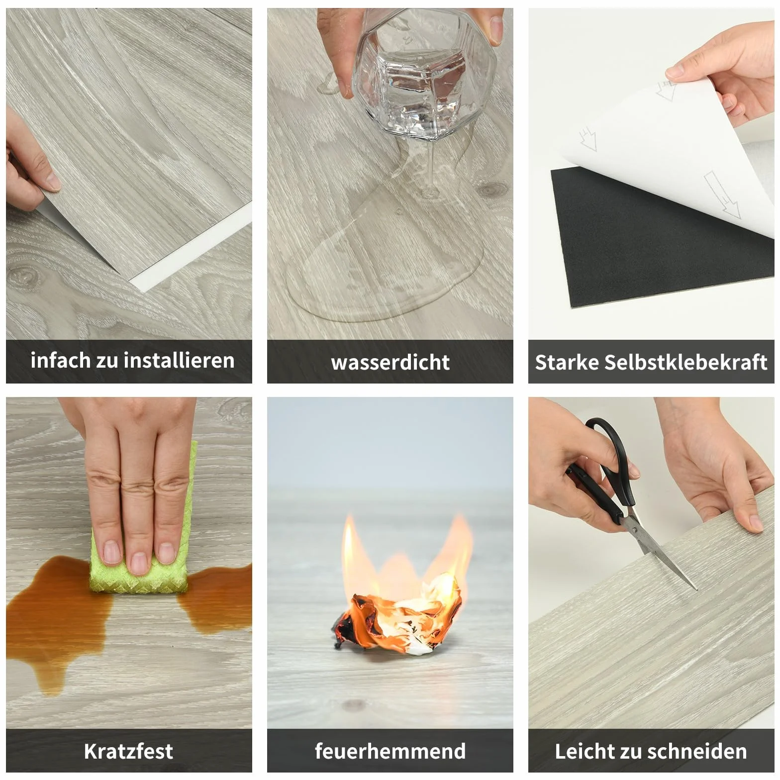 MULGREAT Winylowa wykładzina podłogowa samoprzylepna wykładzina podłogowa PCW, samoprzylepna, trwałe deski do sypialni, kuchni, salonu, grubość 1,5 mm - 2,23 m²/16 desek