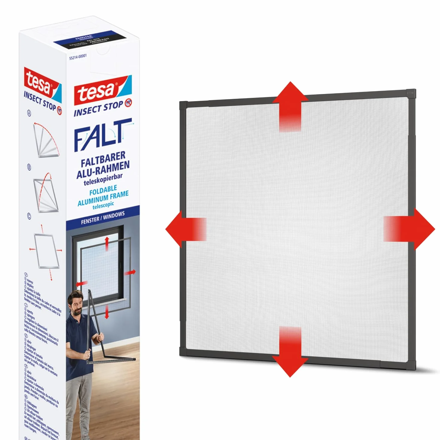 tesa INSECT STOP FALT Aluminum Frame for Windows 80x80-140x140 cm antracyt
