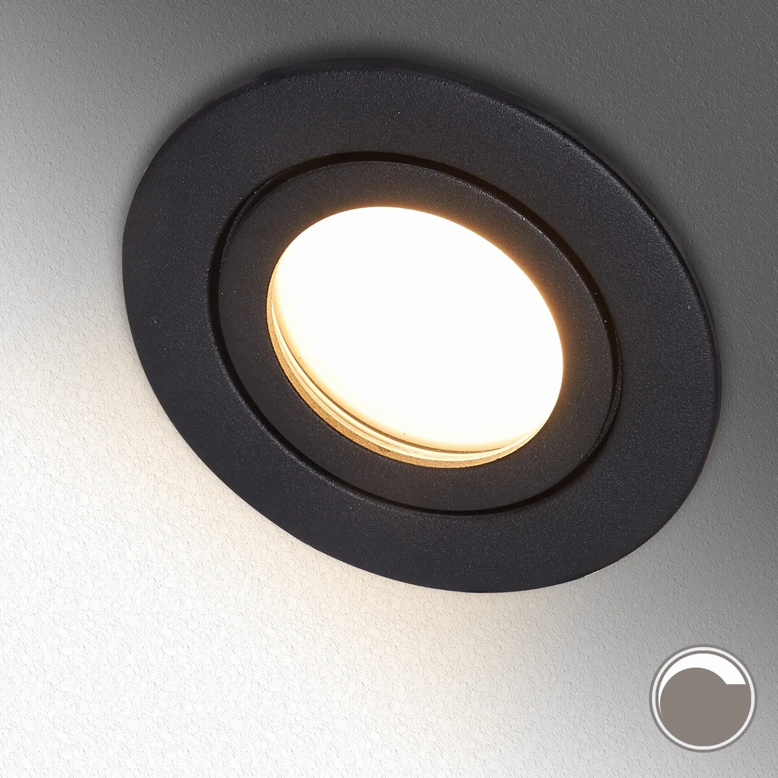 Lampa punktowa LED, ściemniana, ceramiczna, płaska, 230 V, 5 W, ciepła biel, IP44, czarna, zestaw 5 sztuk