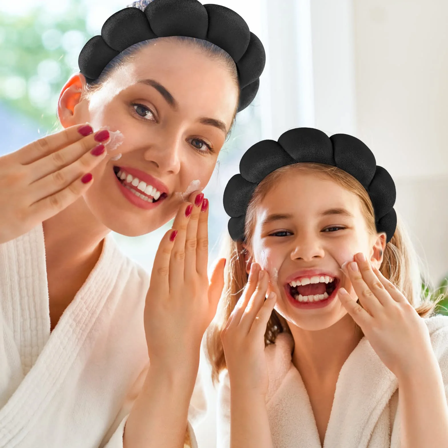 Opaska na głowę do makijażu spa, gąbka pielęgnacji skóry, miękka tkanina, opaska do włosów, akcesoria do mycia twarzy, demakijażu, pod prysznic, czarna