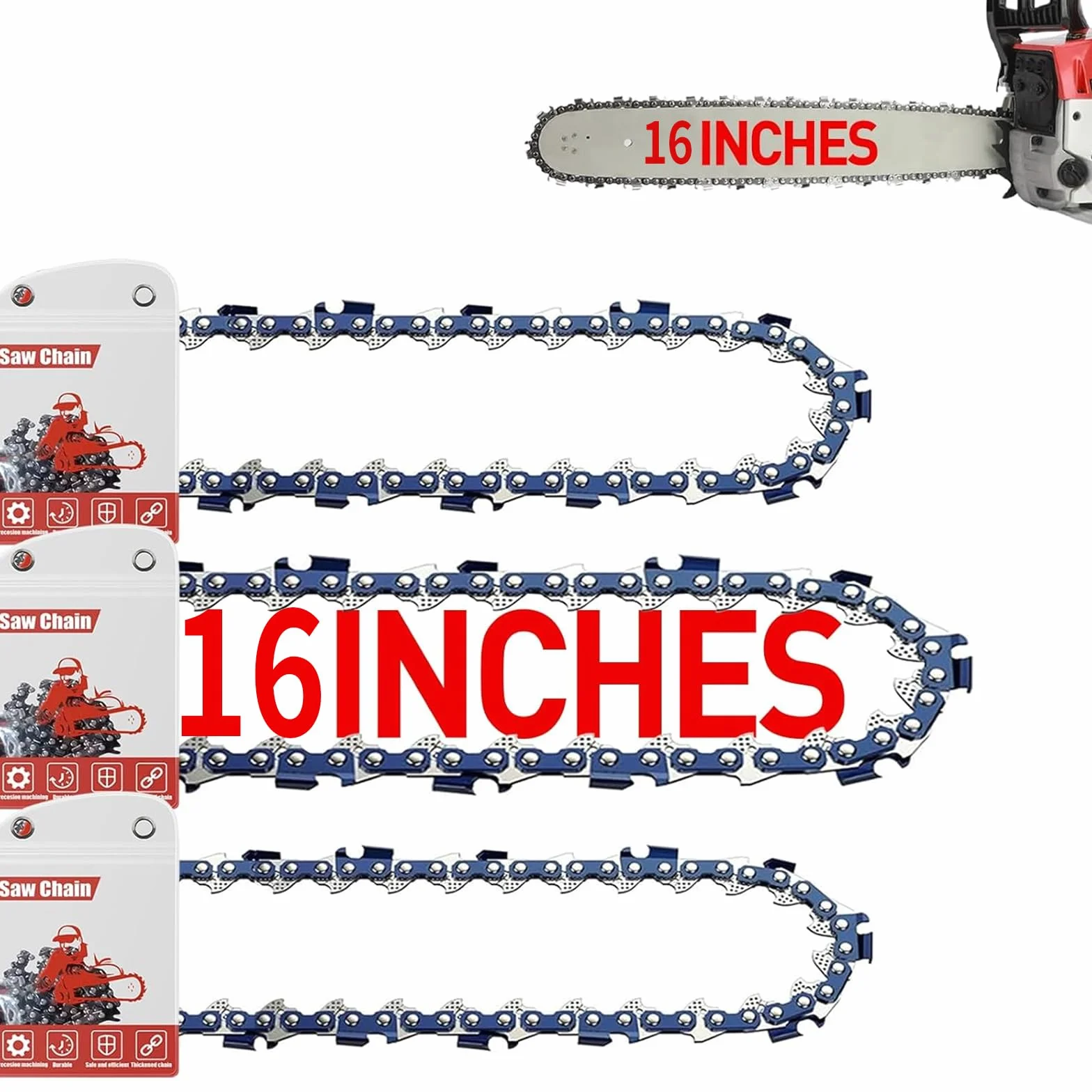 Łańcuch do piły łańcuchowej 16 cali 3/8"LP 1,3 mm 57 ogniw 40 cm 3 szt