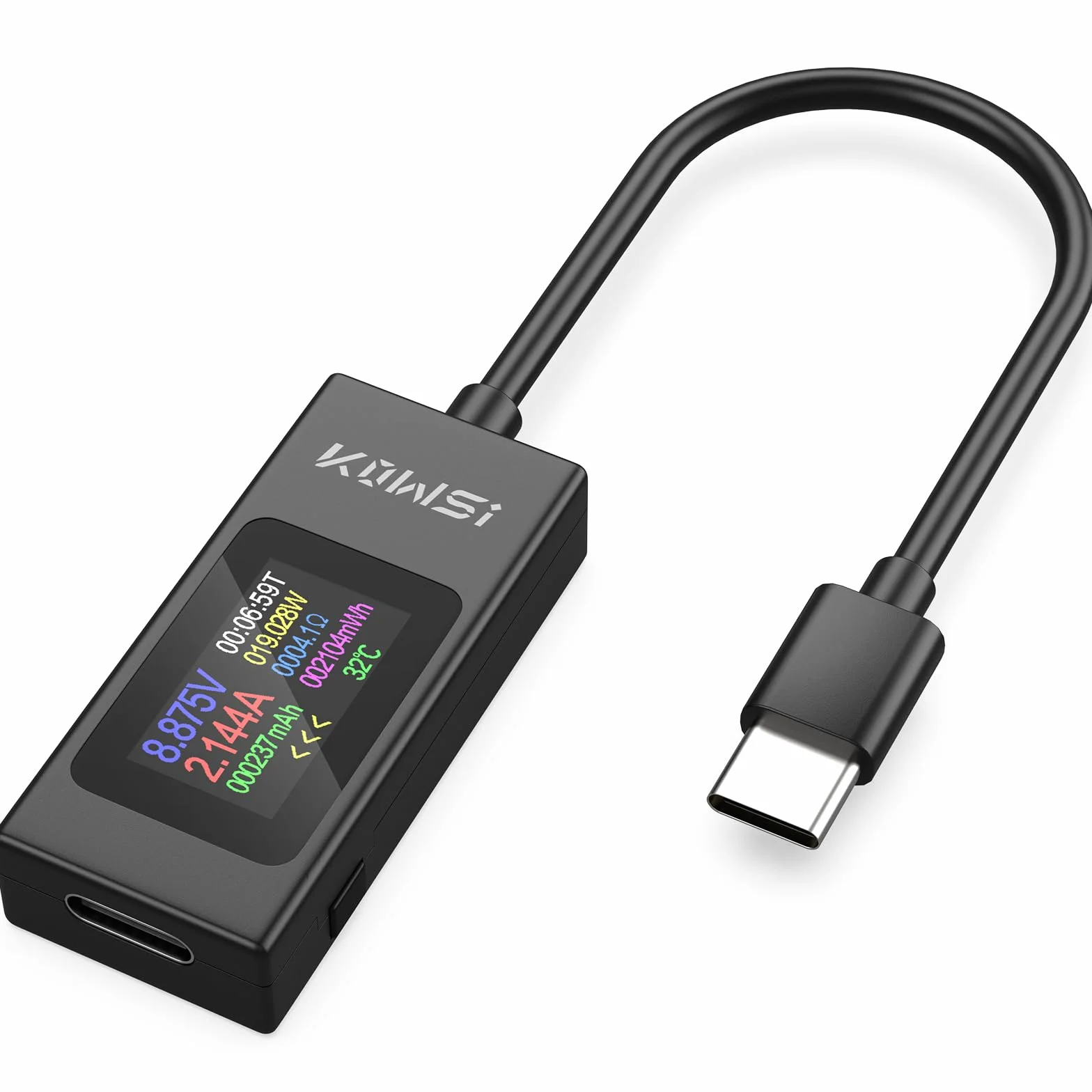 USB C Tester Miernik Mocy 4-30V 0-6.5A, Miernik Napięcia i Prądu Typ-C Multimetr, Pojemność USB, Czas Pracy Amperomierz Woltomierz Detektor ładowarki Banku Mocy