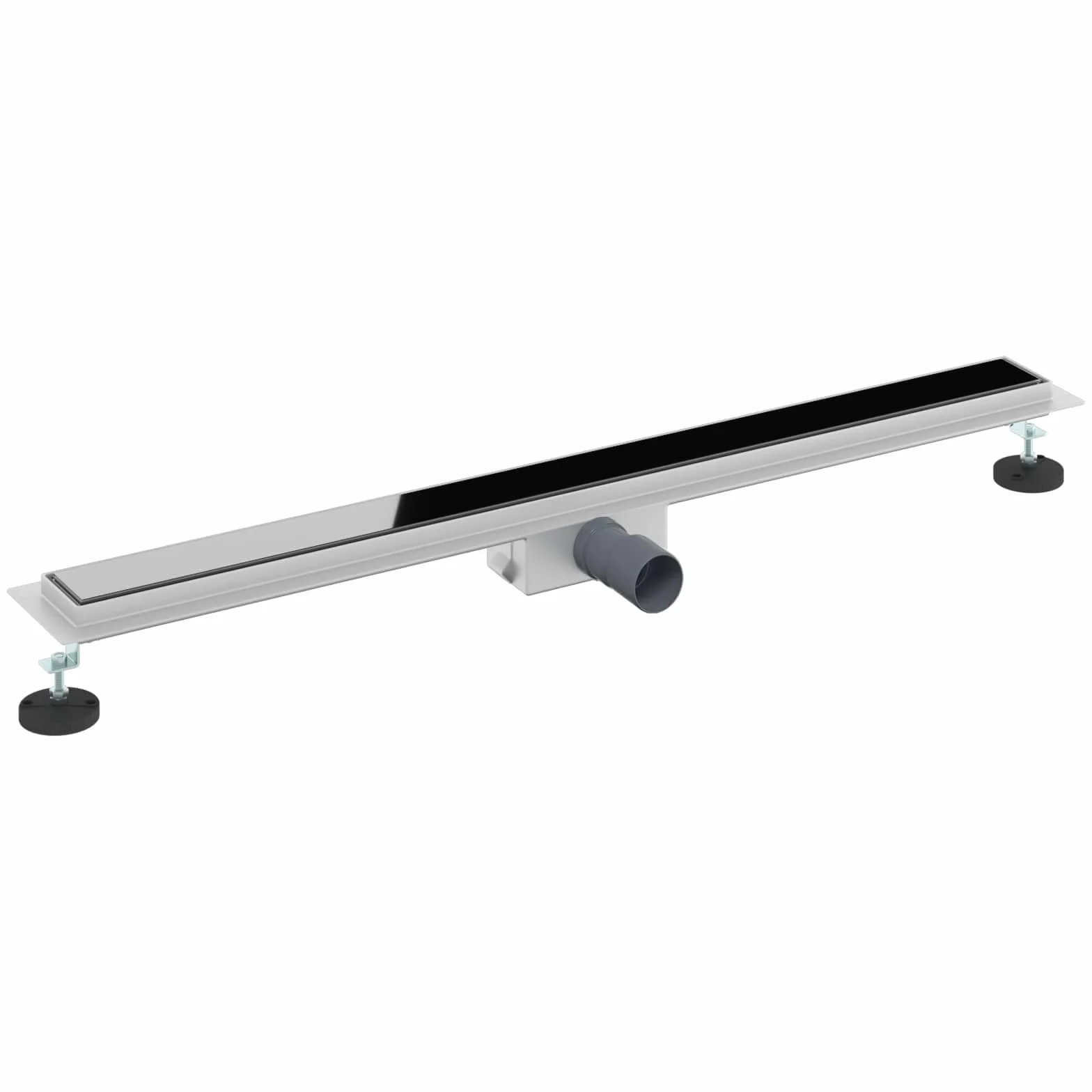 vidaXL Odwodnienie prysznicowe z osłoną szklaną Czarny 90 cm