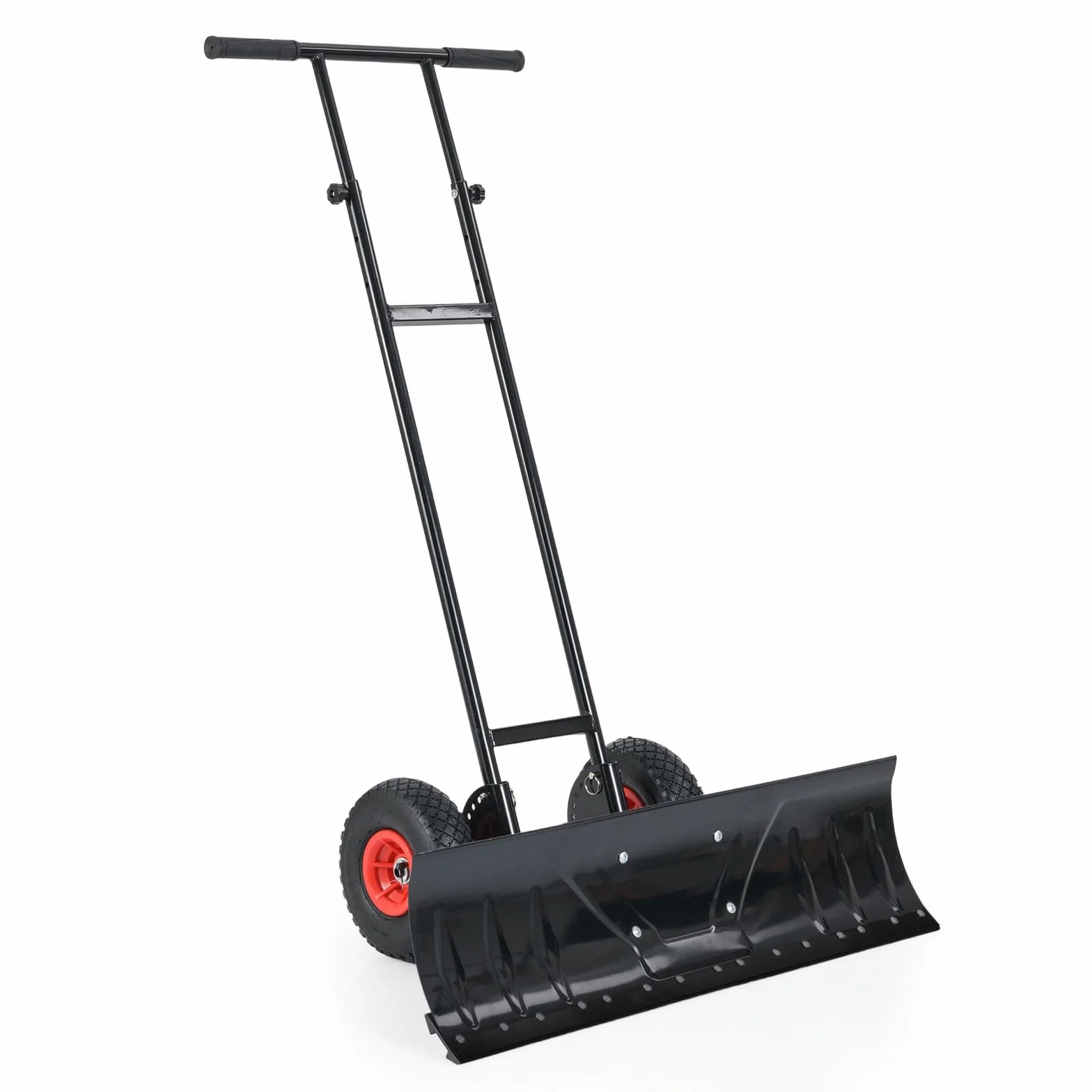 COSTWAY Łopata do Śniegu na Kółkach z Regulacją Wysokości 91,5 cm, Metalowa Odśnieżarka