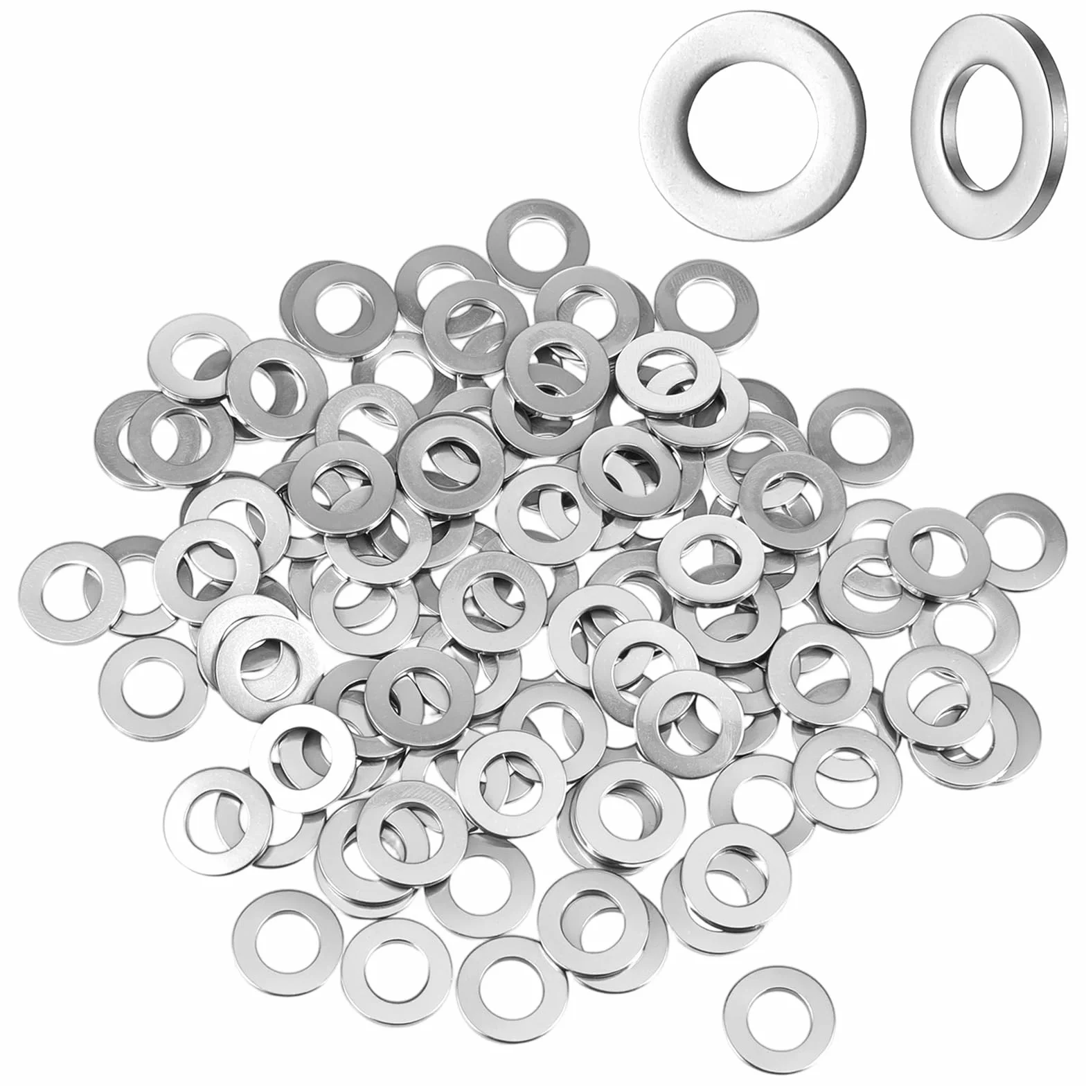 100 sztuk podkładek do zawiasów drzwiowych, srebrnych podkładek M5 10 mm, pierścienie mocujące do śrub, nakrętek, prętów gwintowanych, 10 mm x 1,0 mm