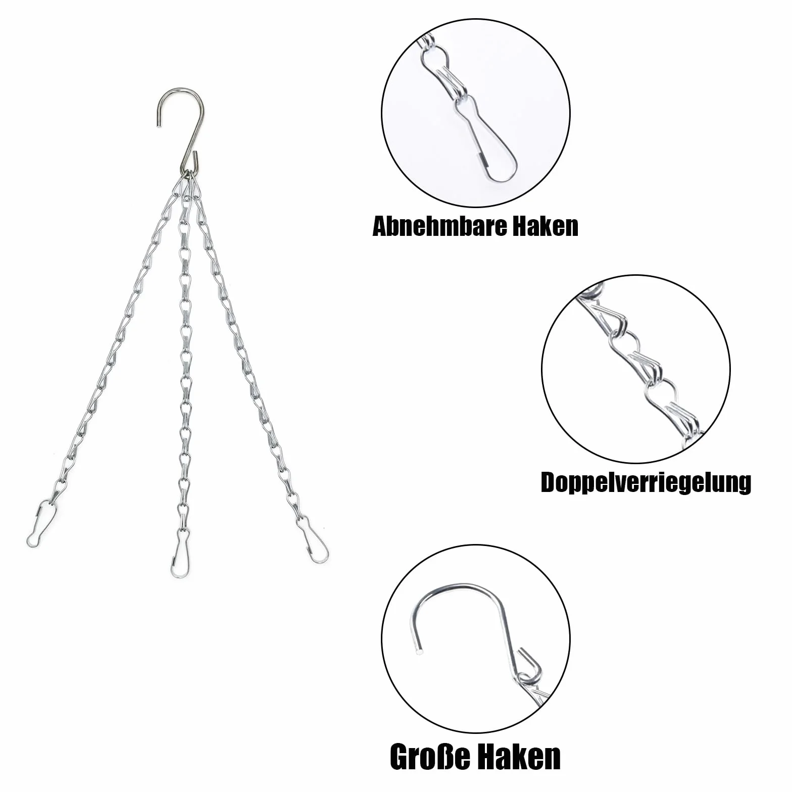 metalowy łańcuch wiszący na kwiaty 50 cm zestaw 6 sztuk
