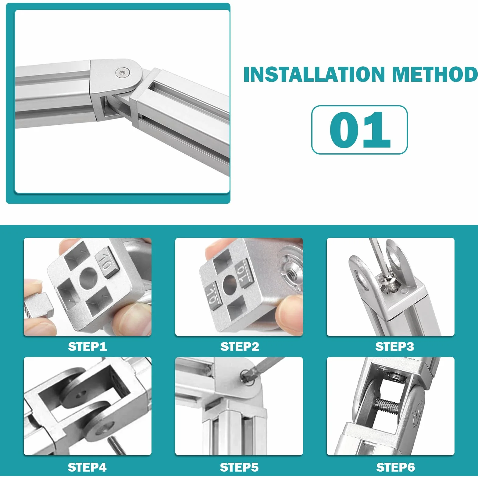 Łącznik kątowy, regulowany profil aluminiowy 3030, 8 mm, szczelinowy, złącze przegubowe z dźwignią zaciskową, elastyczny zawias do drukarki 3D, profil aluminiowy wytłaczany zgodnie z europejskim