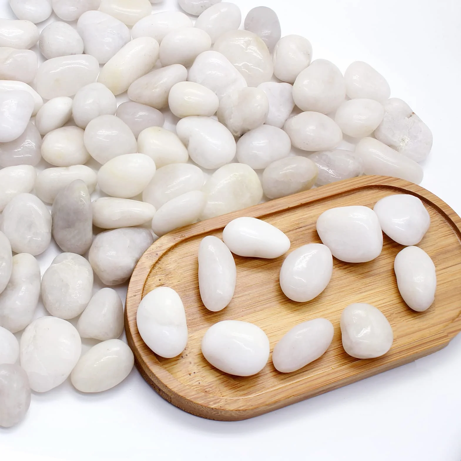 Kamienie dekoracyjne, białe, 250 g, kamienie żwirowe, naturalne, posortowane dekoracyjne kamienie marmurowe, kamień dekoracyjny do wypełniania wazonów, doniczek, krajobrazu, akwariów, domu i
